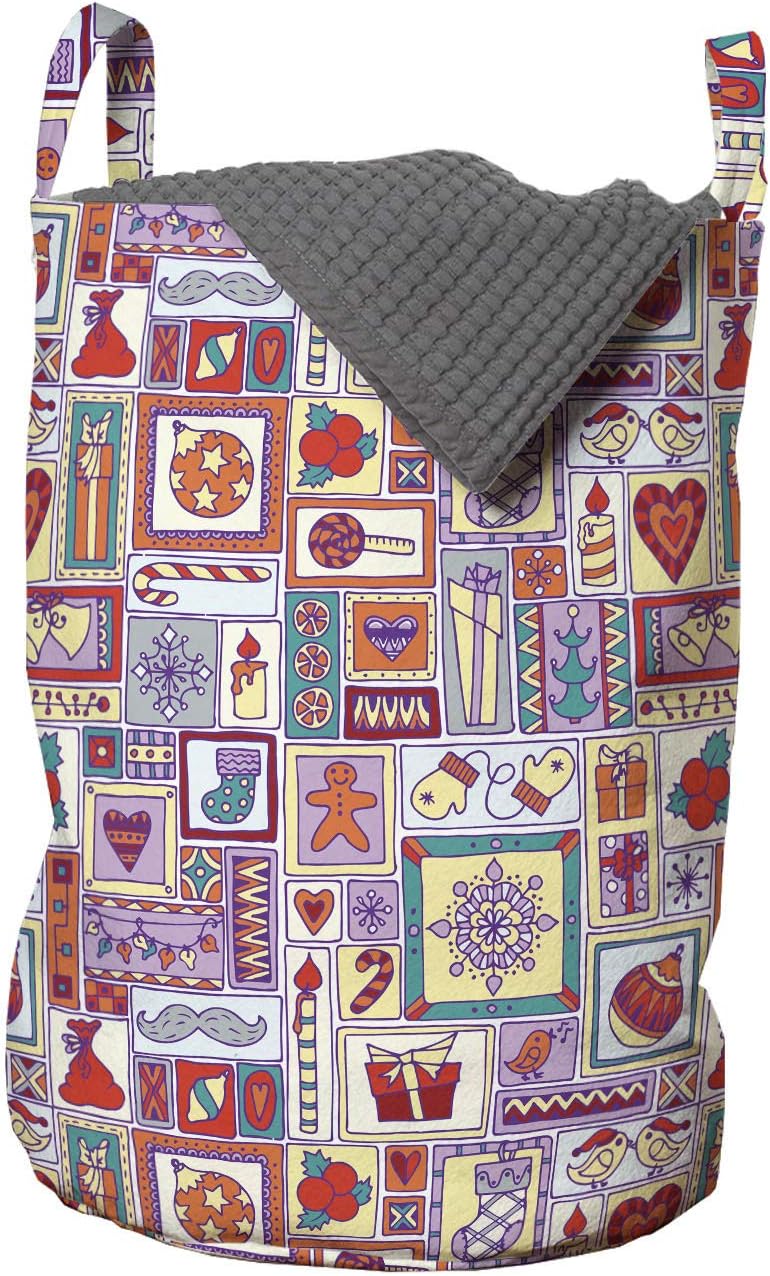 Ambesonne Christmas Laundry Bag with Bells Design