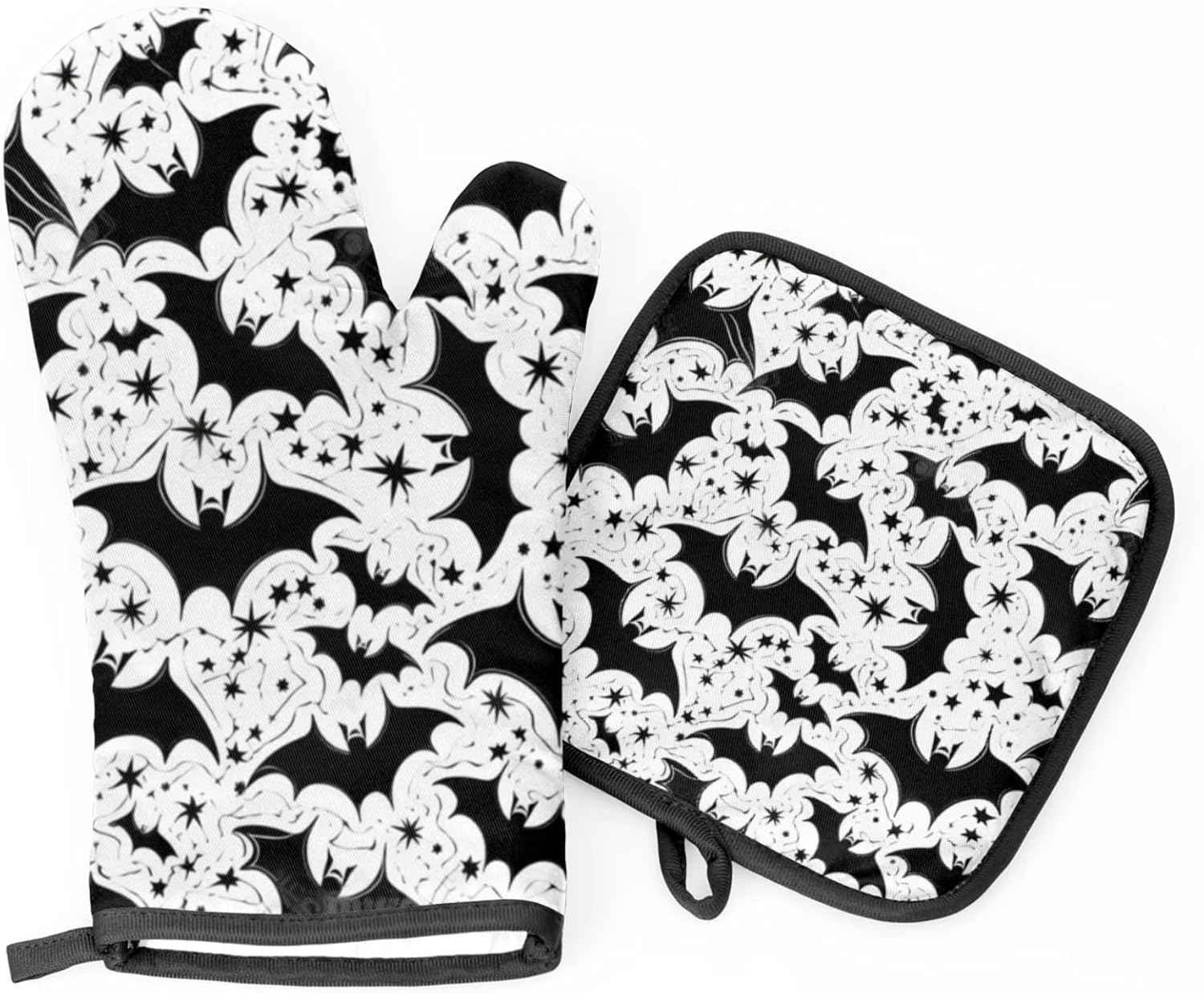 Aglebo Halloween Bats Oven Mitts Pot Holders Set of 2
