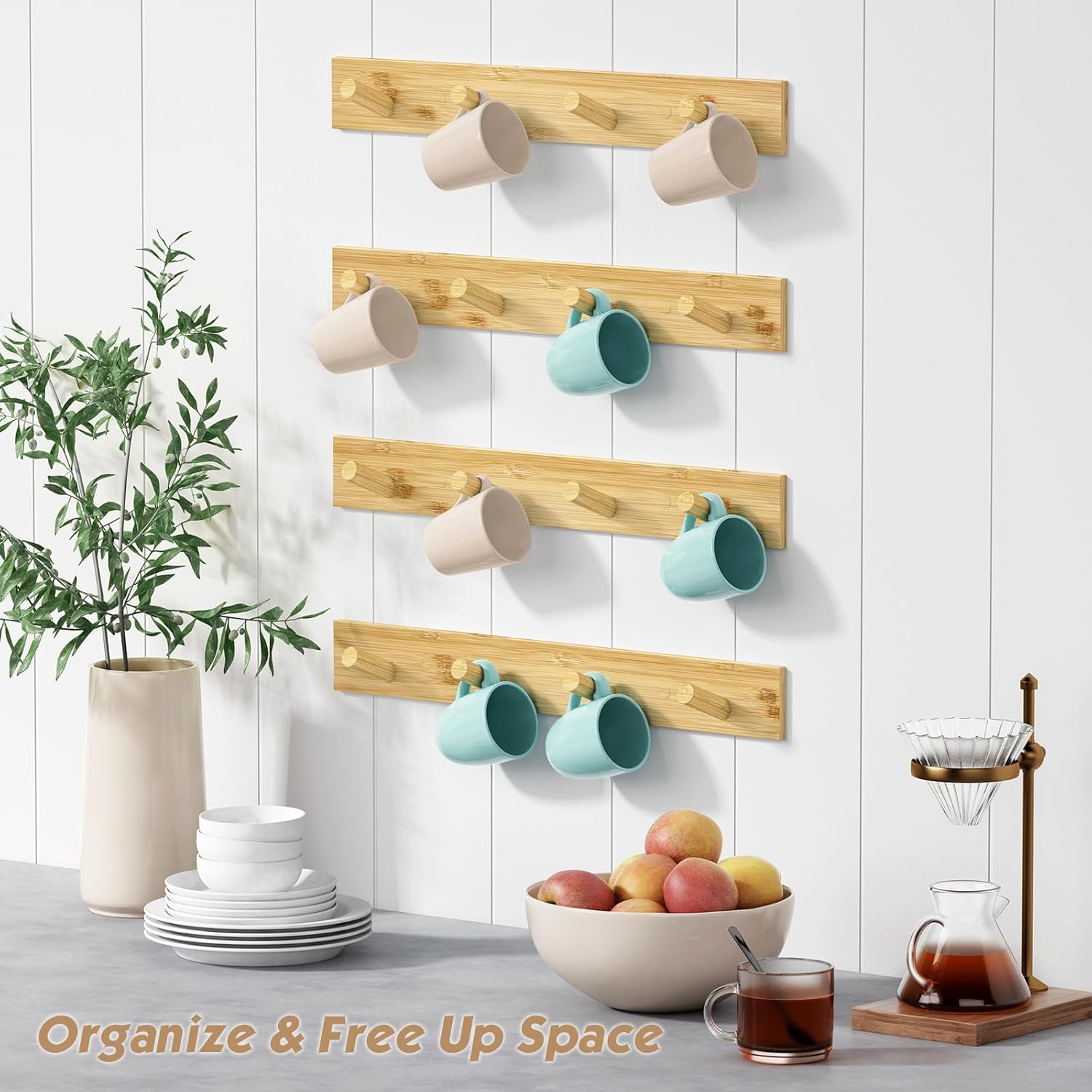 Forbena Wall Mount Coat Rack Set of 4 16 Hooks