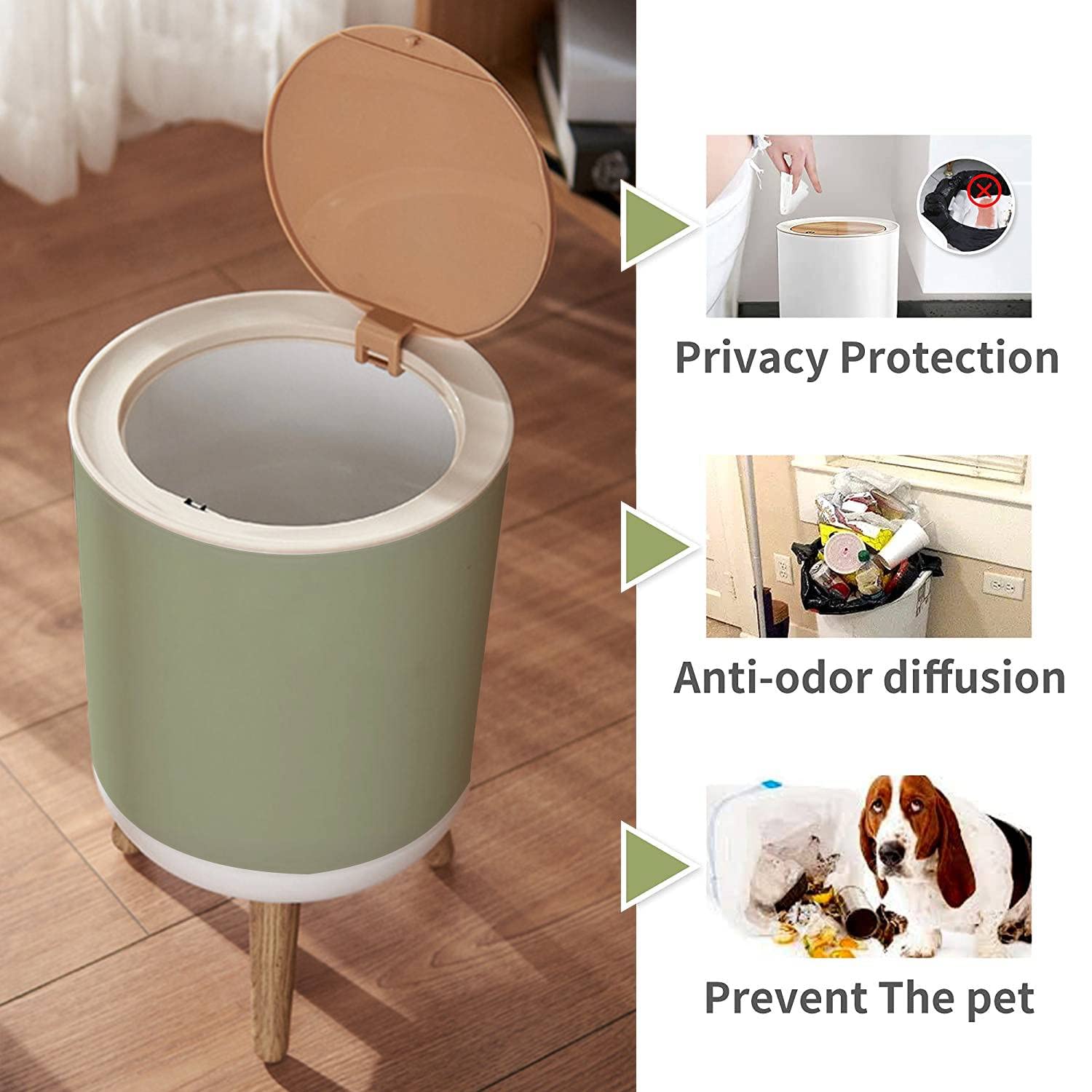 Small Trash Can with Lid for Bathroom Kitchen Office