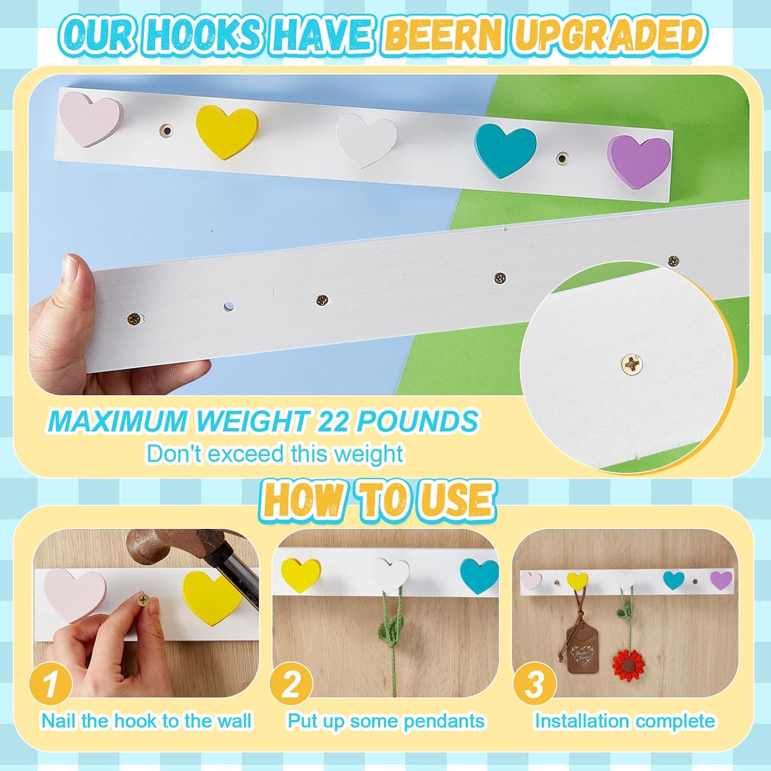 Maitys Kids Heart Shape Wall Coat Rack