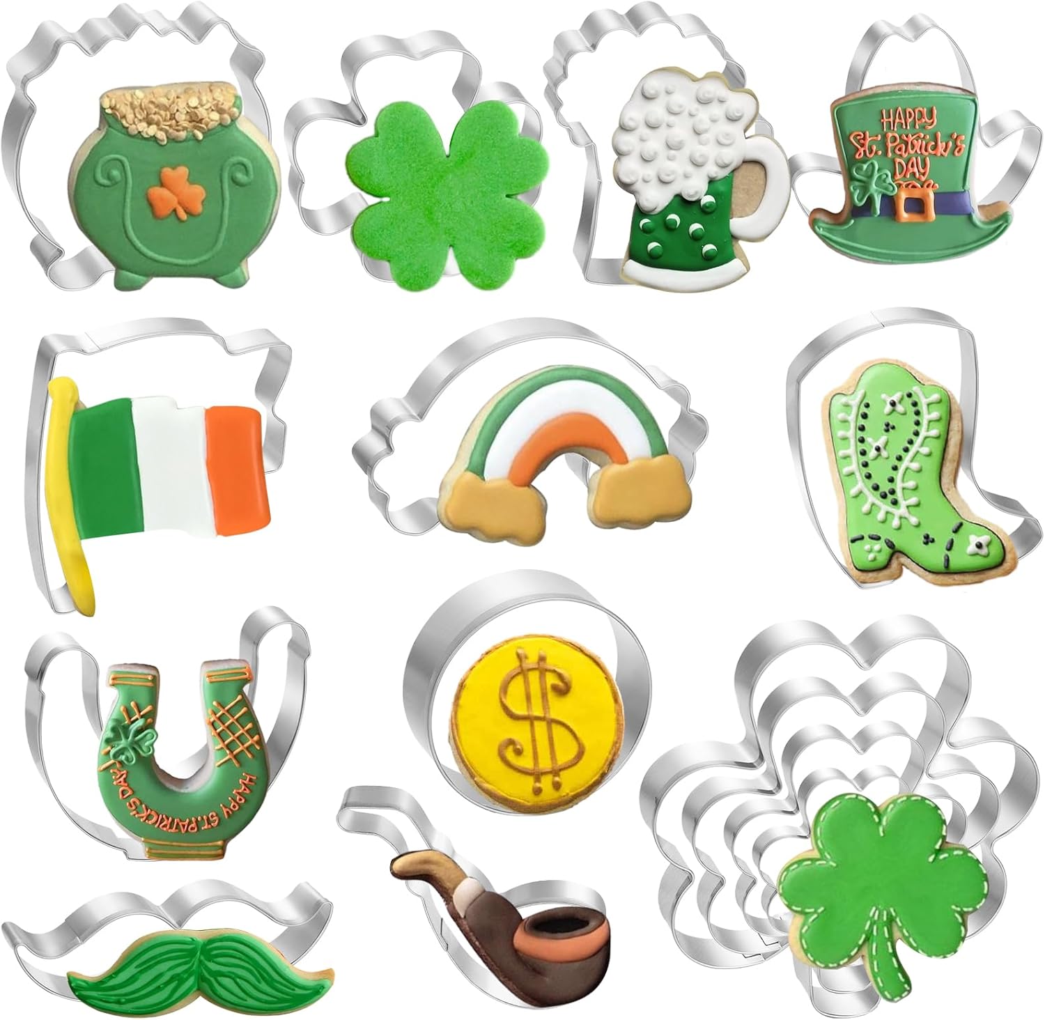 LifeisLuck 15Pcs St Patricks Cookie Cutters Set