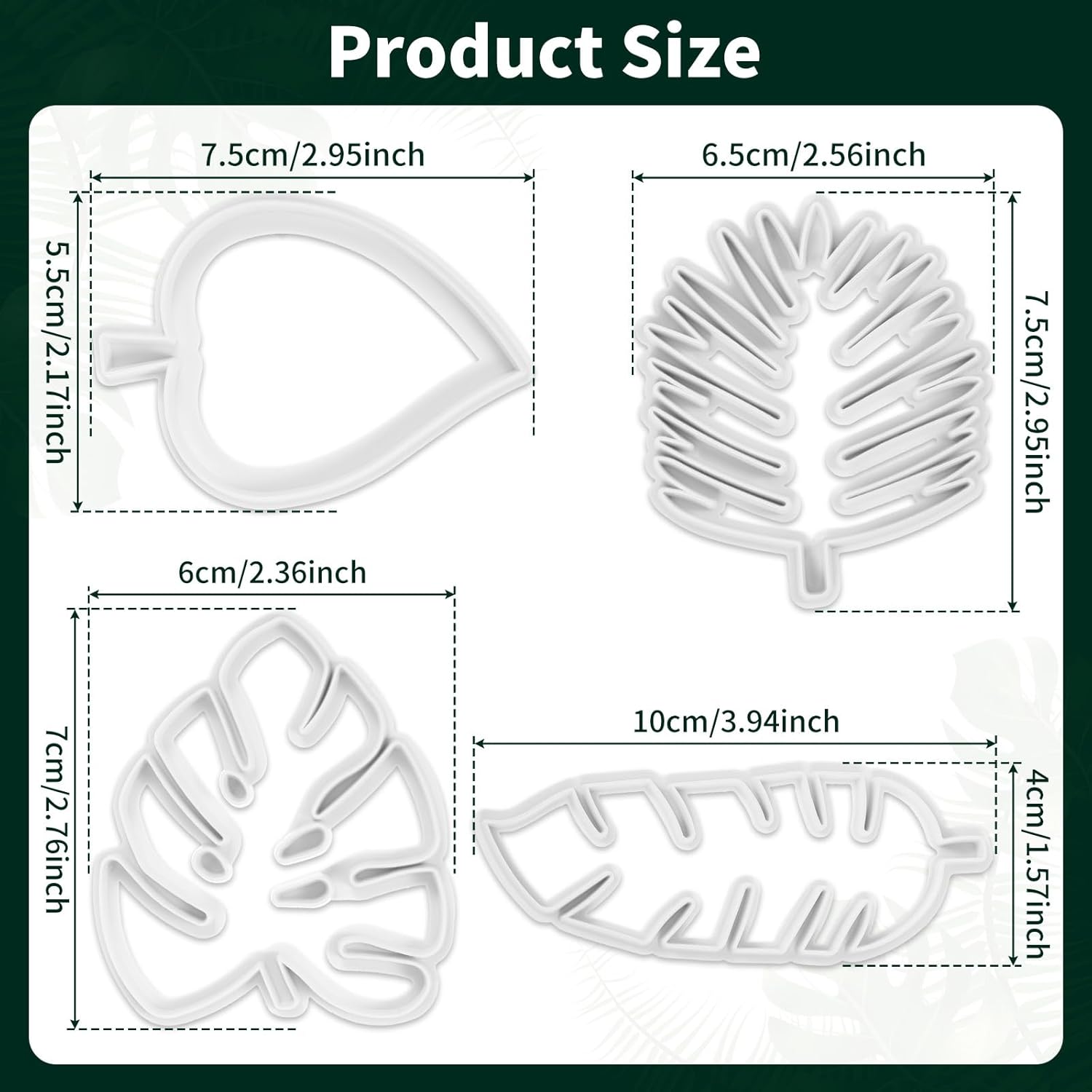 Telooco 4Pcs Hawaiian Leaf Cookie Cutters Set