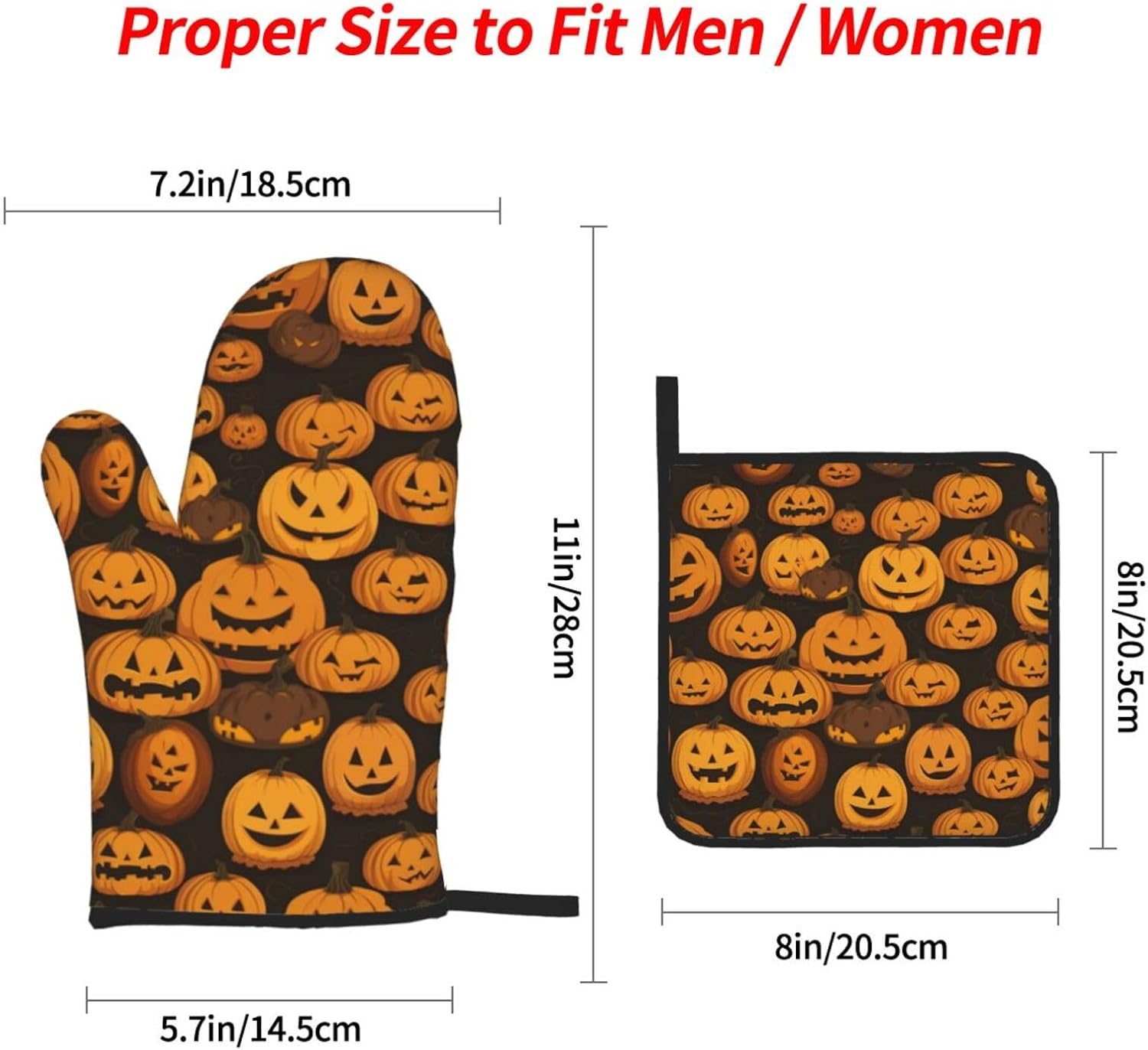 Halloween Pumpkin Oven Mitts and Pot Holders Set of 4 1