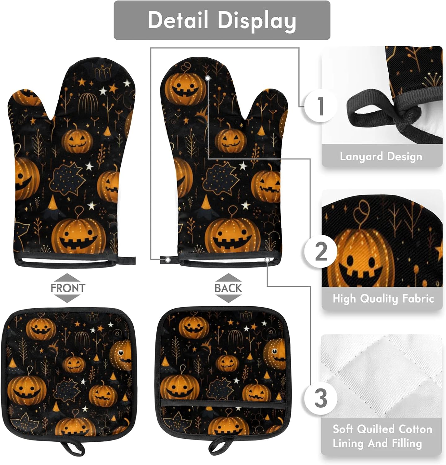 Aglebo Halloween Oven Mitts and Pot Holders Set of 2 1