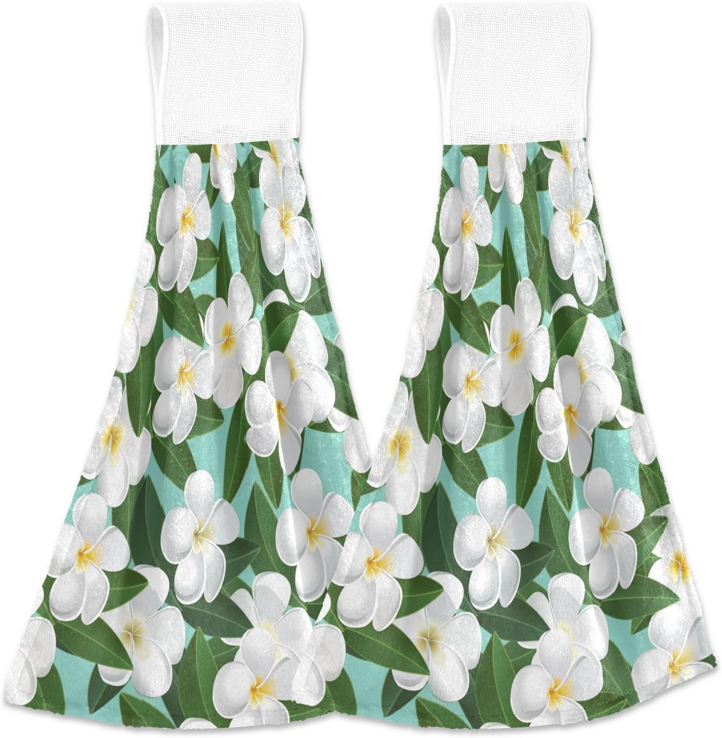 OTVEE Plumeria Flowers Pattern Dish Towels 2 Pieces