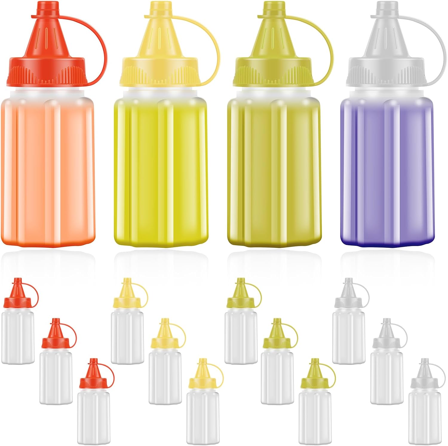 16pcs Colorful Condiment Squeeze Bottles with Lids