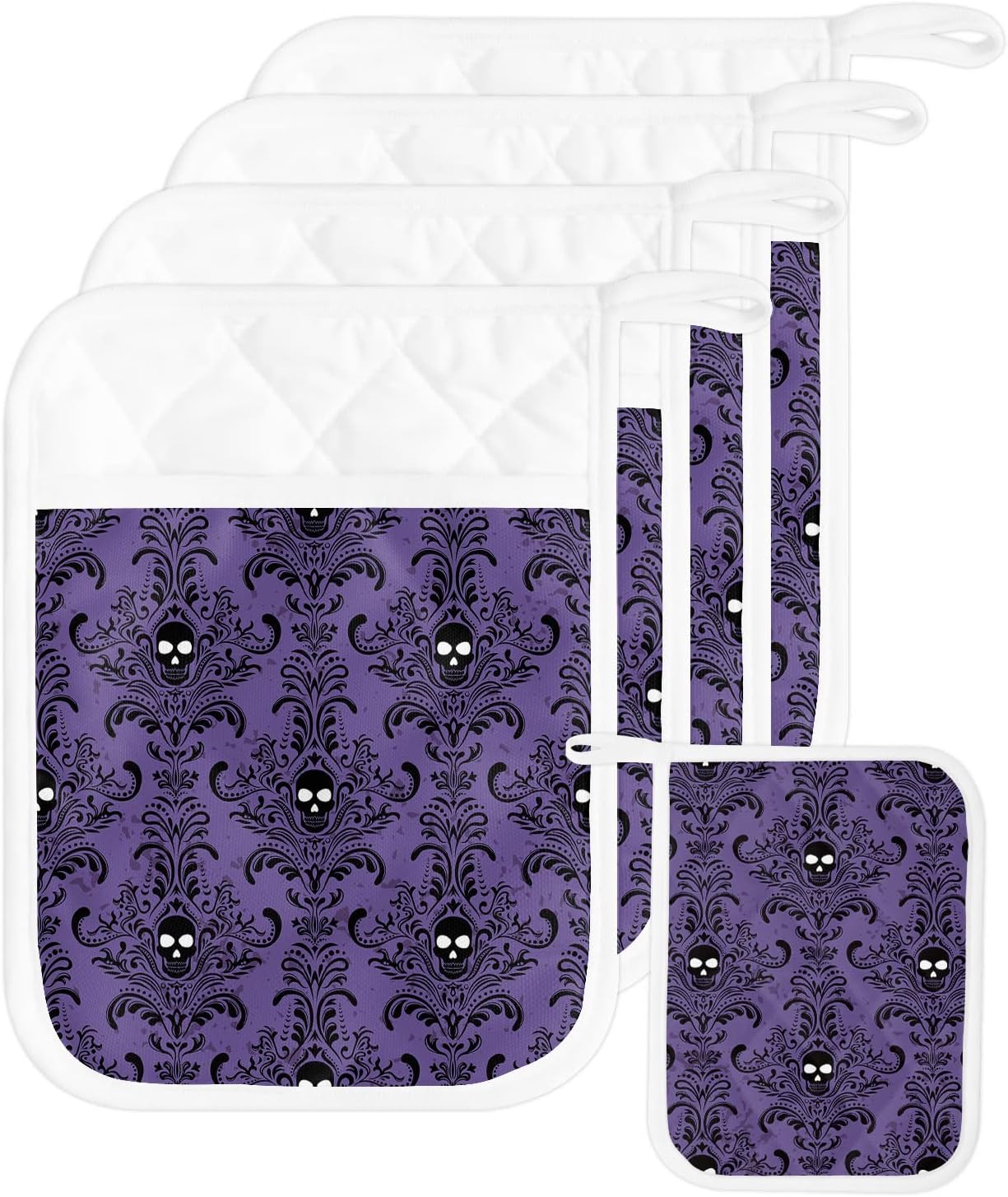 JasmineM Halloween Horror Skull Pot Holders Set of 5