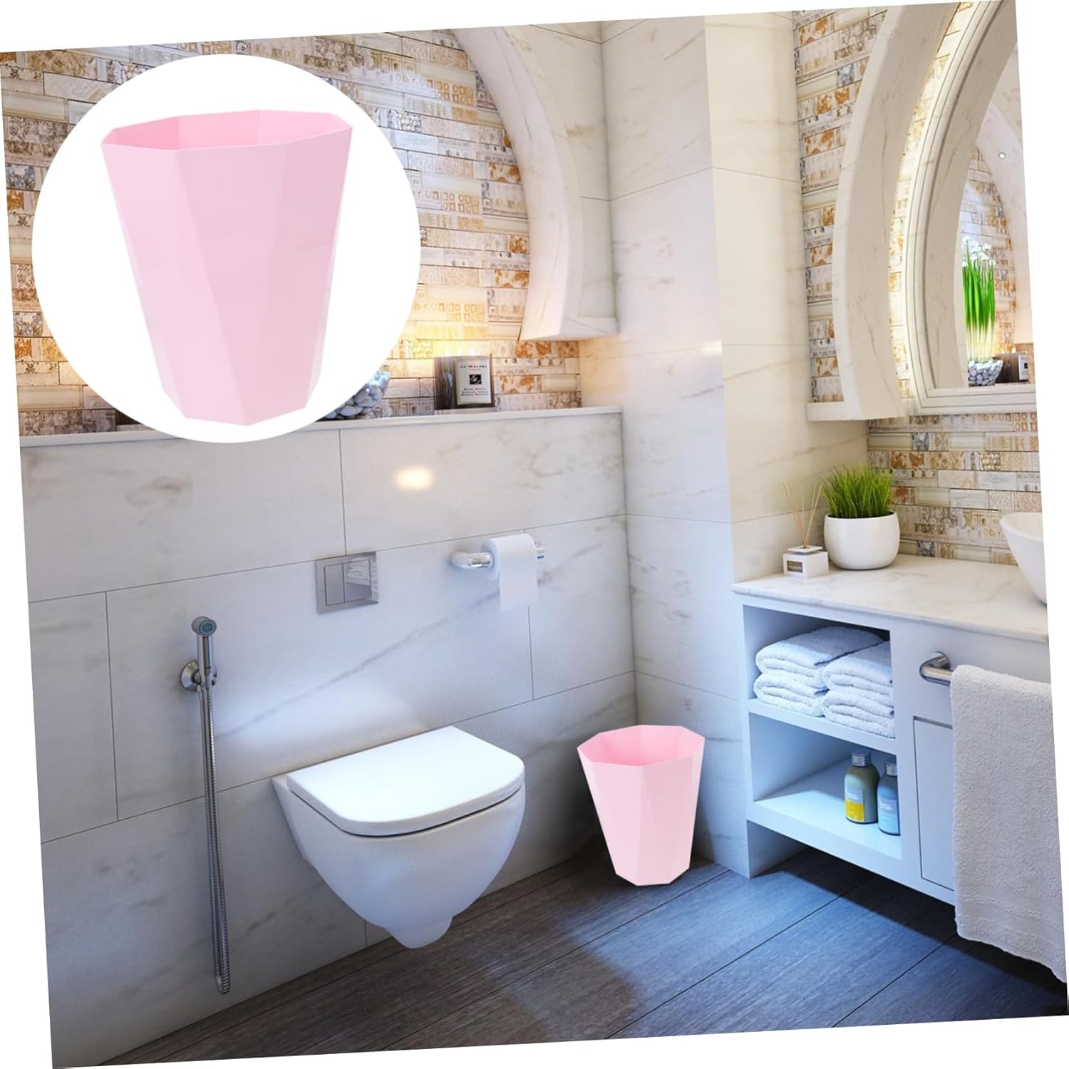 MAGICLULU 1pc Kids Room Trash Can - Simple Pink Dried Flower Bucket
