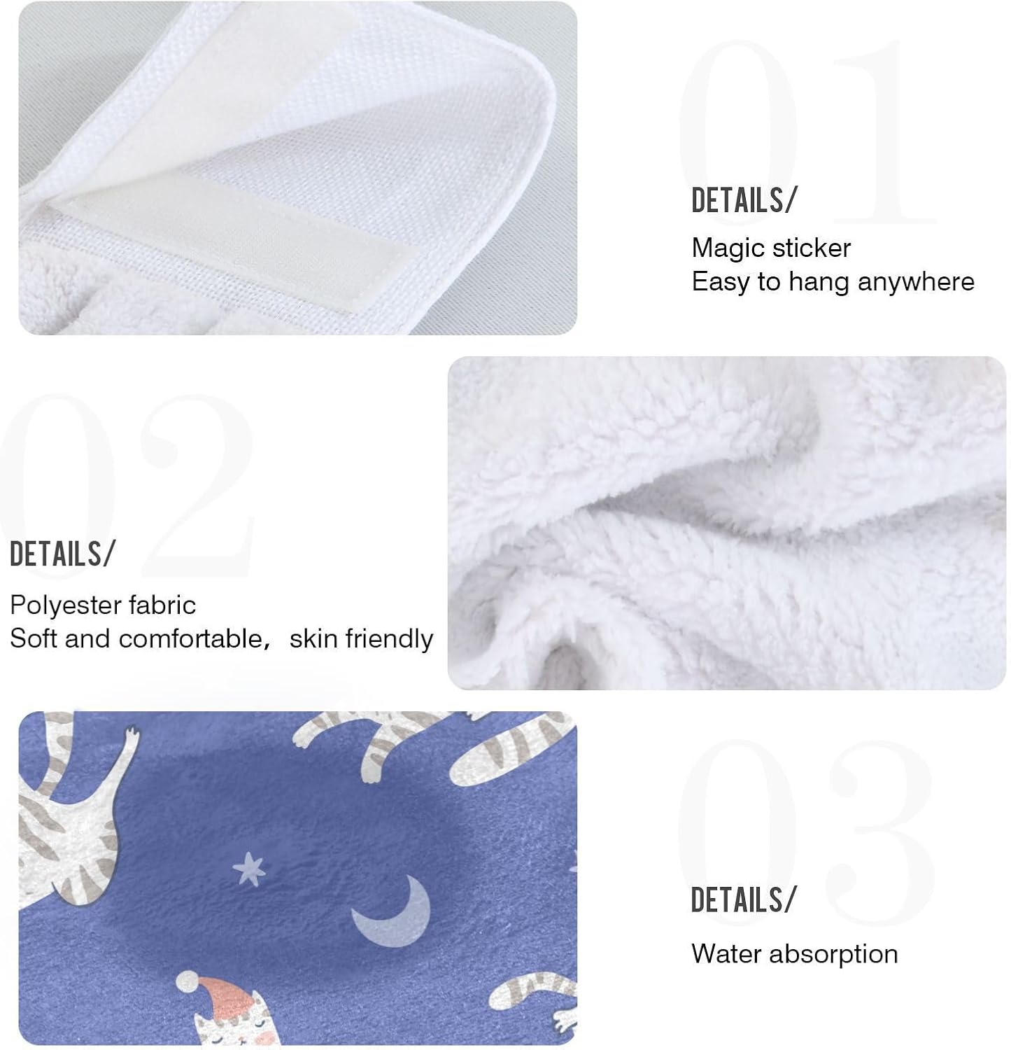 OTVEE Sleeping Cats Pattern Dish Towels 2 Pieces