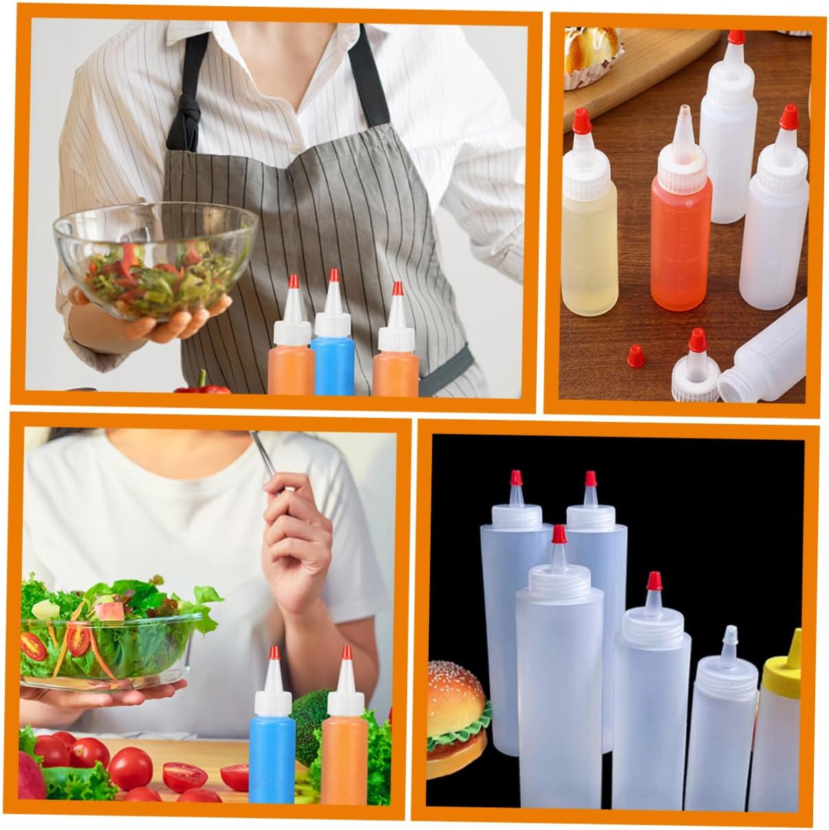 MAGICLULU 15pcs Mini Condiment Squeeze Bottles 2oz Set