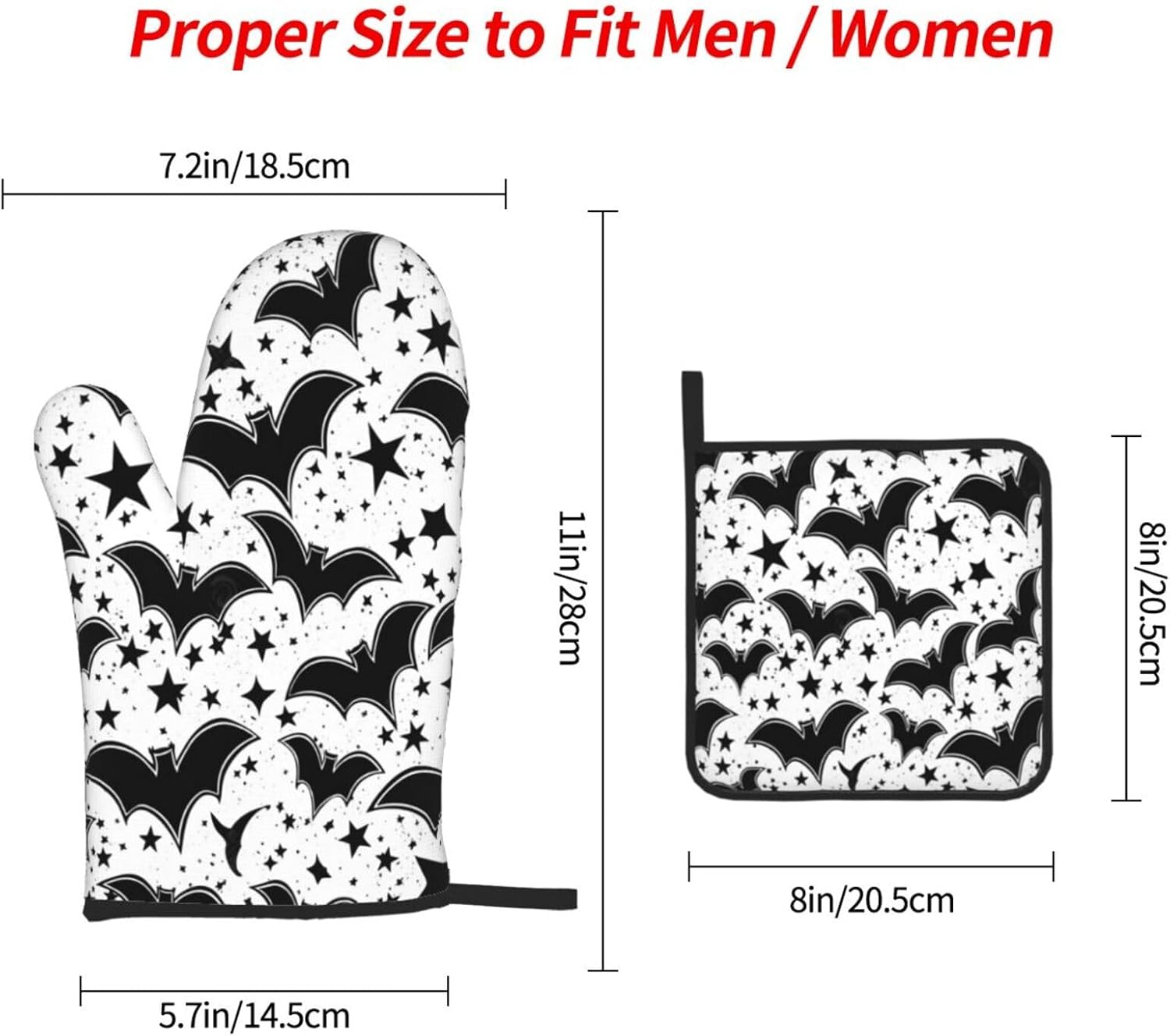 Beubebim Bat Print Oven Mitts Set of 3