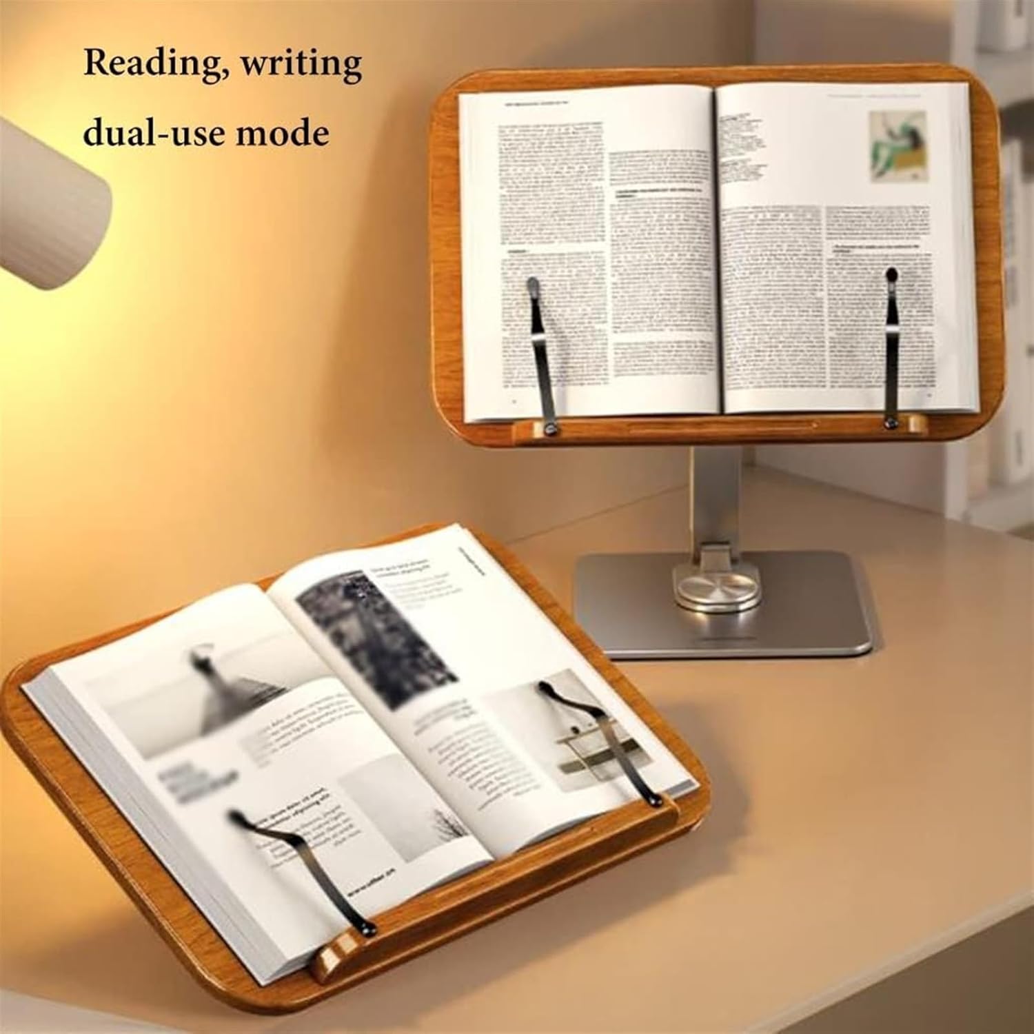 Yuidaaavzz Adjustable Book Stand with Rotating Base and Page Clips