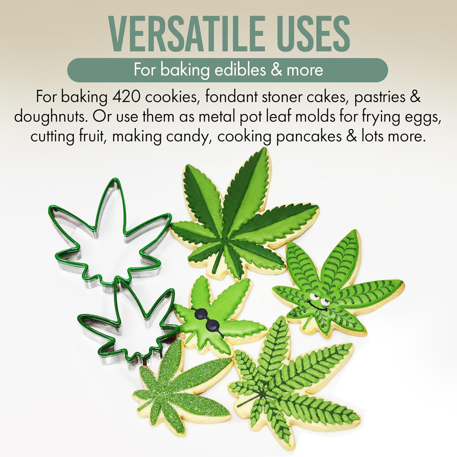Hello High 3PC Leaf Cookie Cutter Set - Steel Metal 420 Baking Supplies