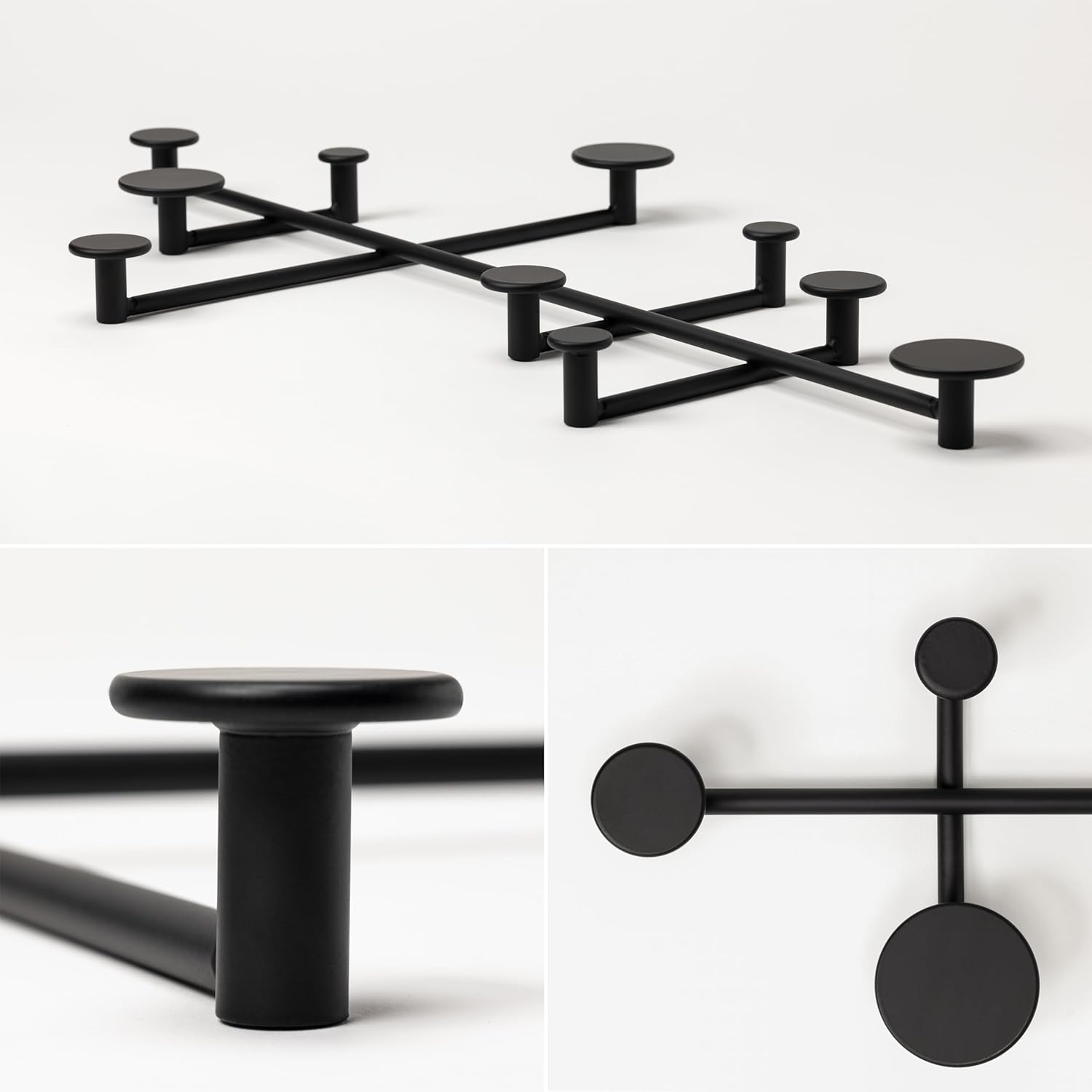 Sval Wall Wardrobe Modern Black Metal Coat Hook Set