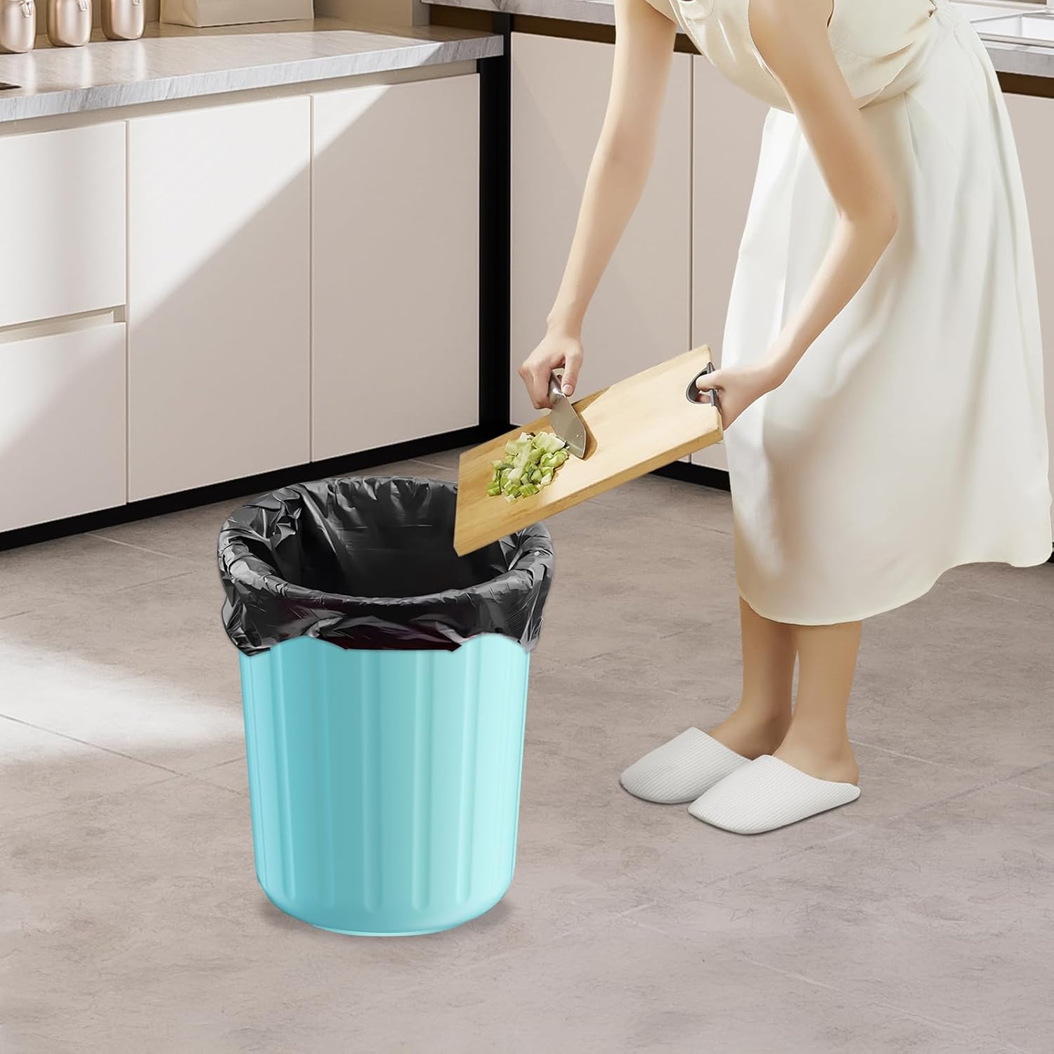2Pack 5 Gallon Blue Trash Can Durable Easy to Clean