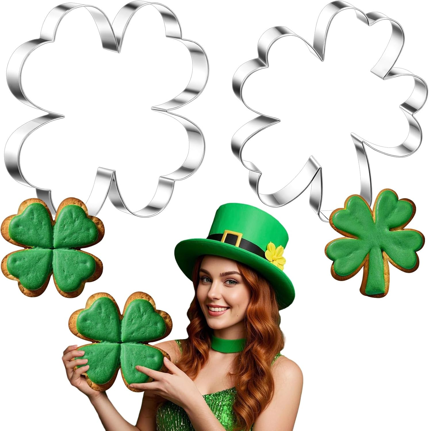 Teenyyou 2 Pcs Extra Large St Patricks Day Cookie Cutters