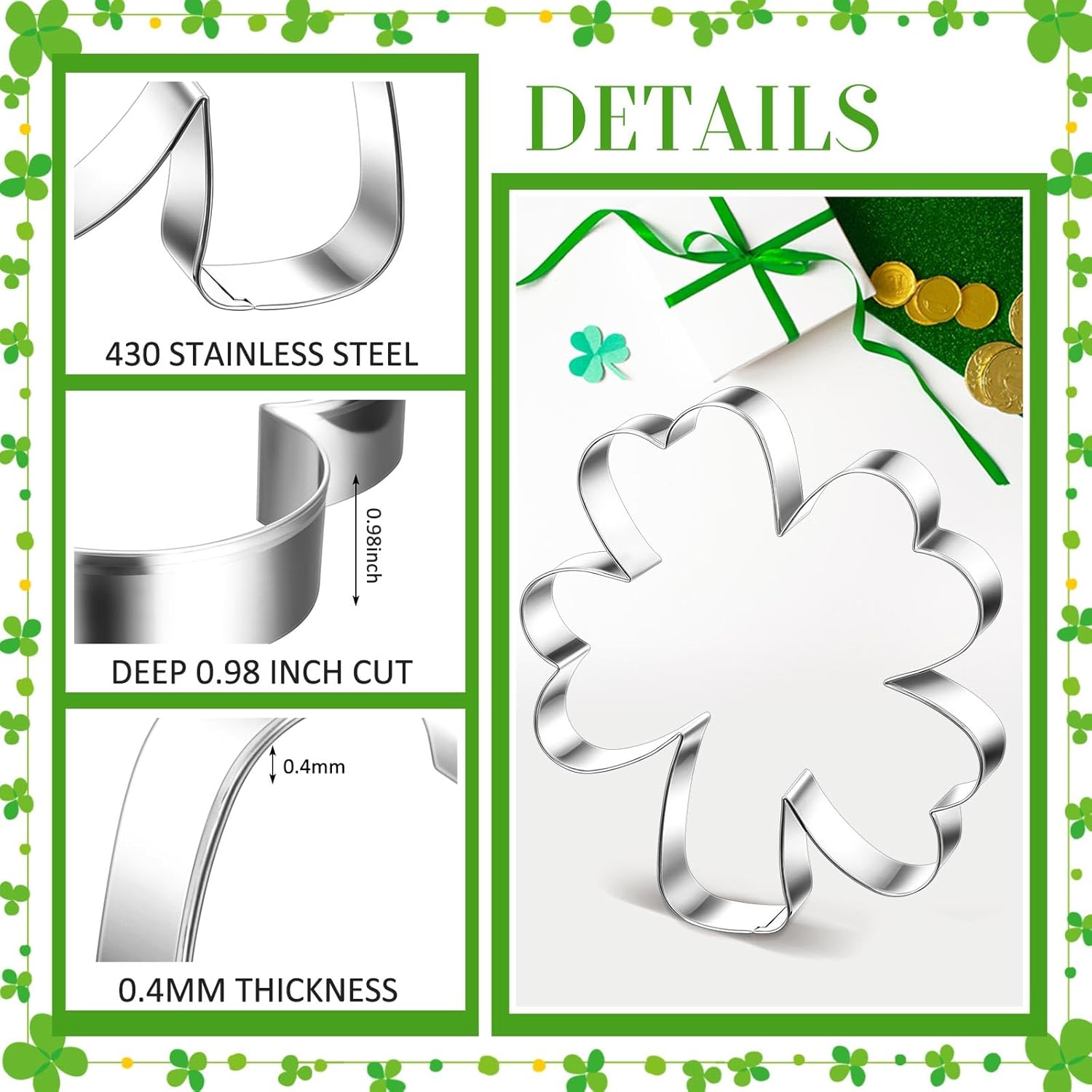 Teenyyou 2 Pcs Extra Large St Patricks Day Cookie Cutters