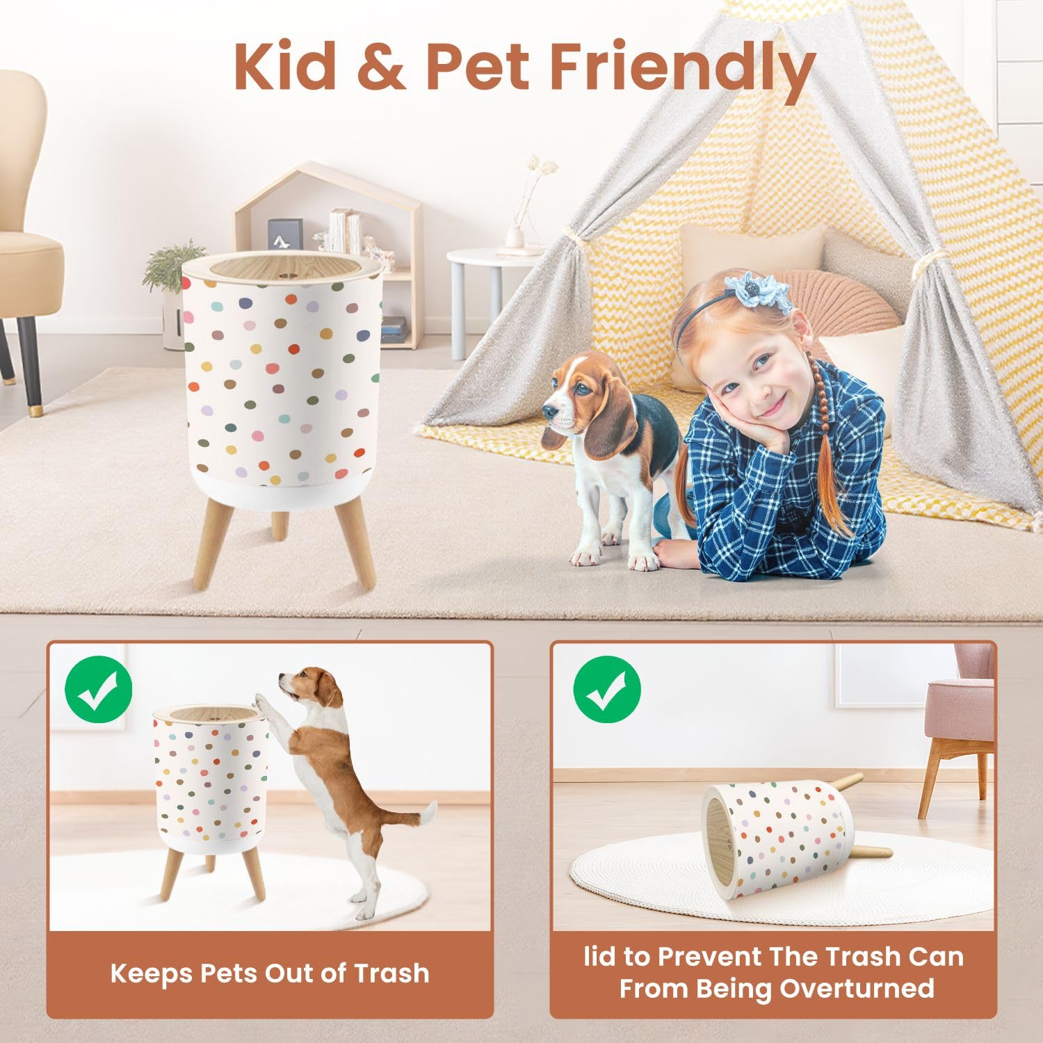 Small Dog Proof Trash Can with Lid 18 Gallon