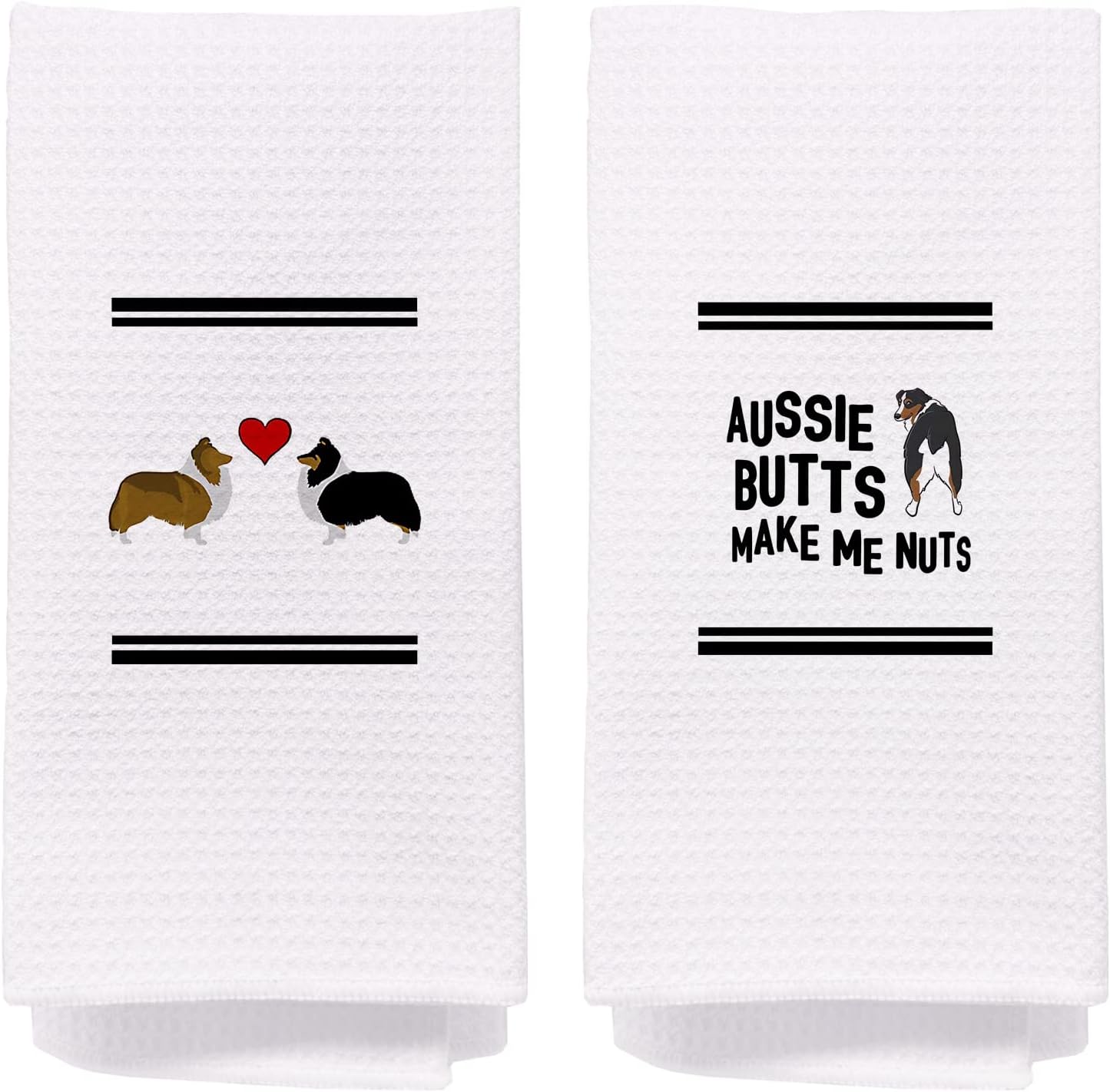 NEGIGA Funny Aussie Dogs Bath Dish Towels Set of 2 24x16 Inch