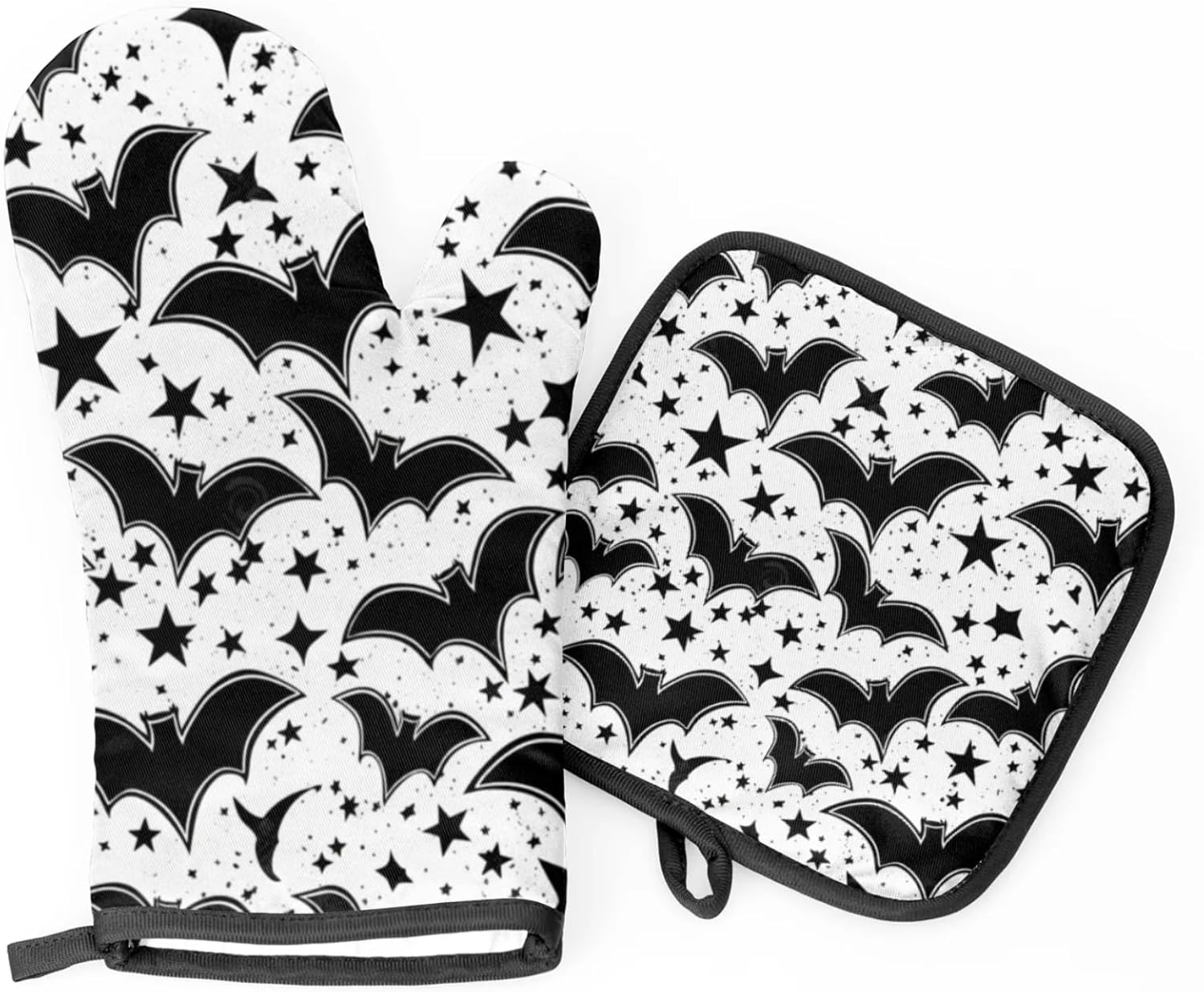 Aglebo Bat Print Oven Mitts and Pot Holders Set of 2 1