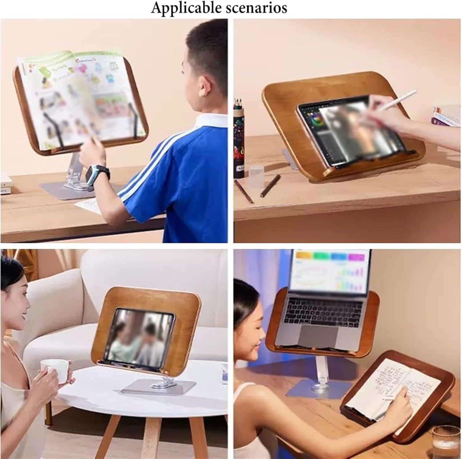 Yuidaaavzz Adjustable Book Stand with Rotating Base and Page Clips