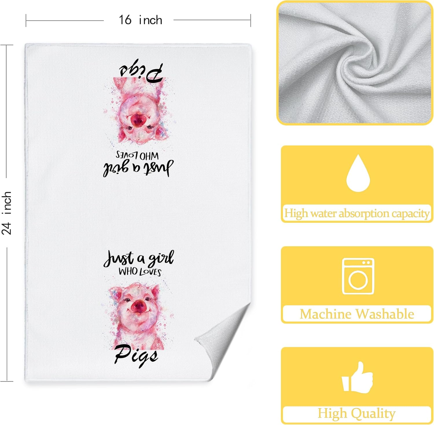 Pig Kitchen Towels for Pig Lovers Farmhouse Decor