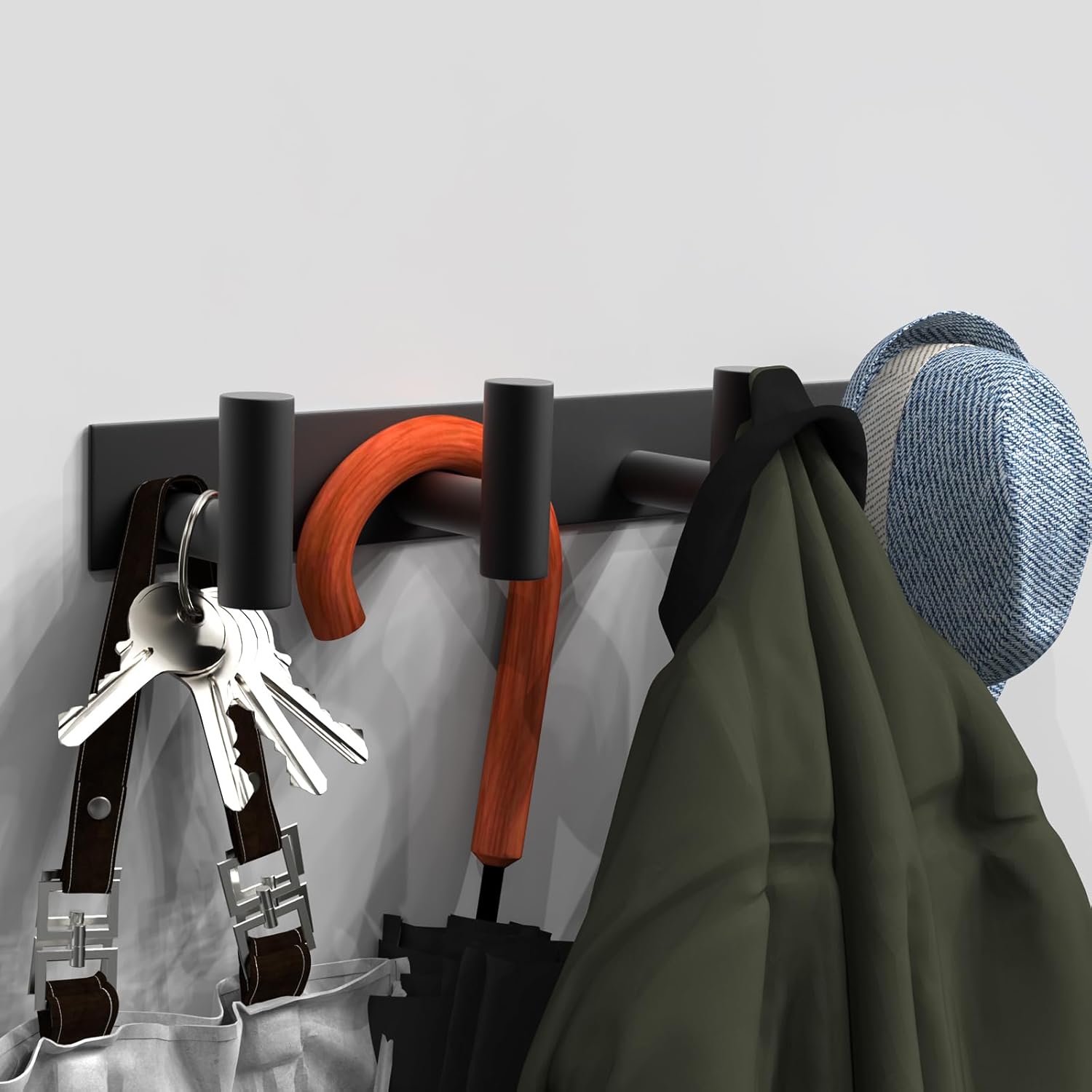 VAEHOLD 2PACK Black Hat and Coat Wall Mount Rack