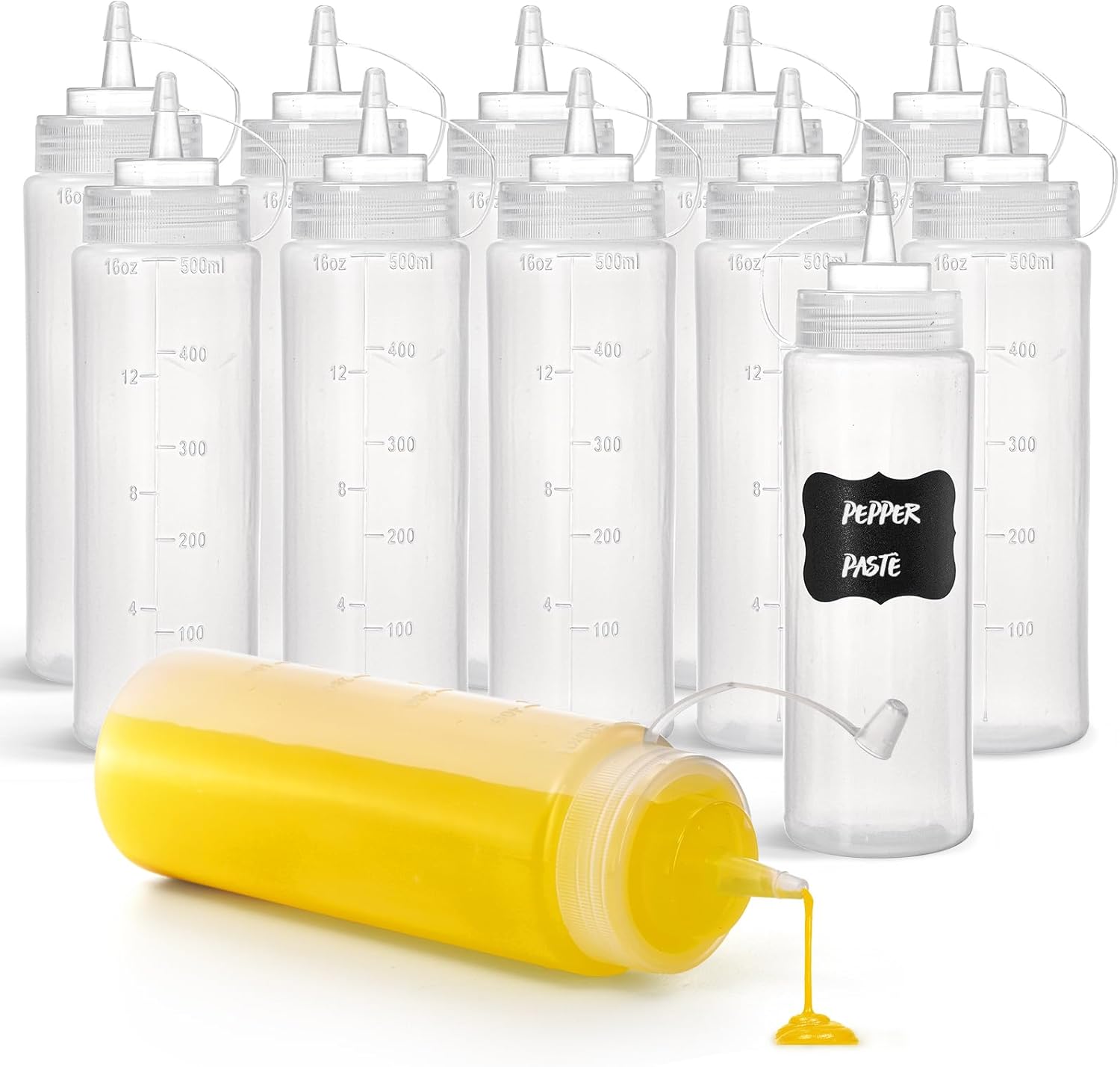 Kingrol 12 Pk Plastic Squeeze Bottles 16 oz