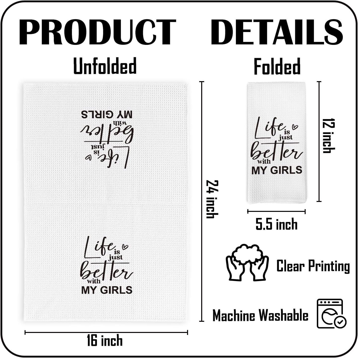 Yorhifa Kitchen Bath Towels - 16x24 Inches for Home
