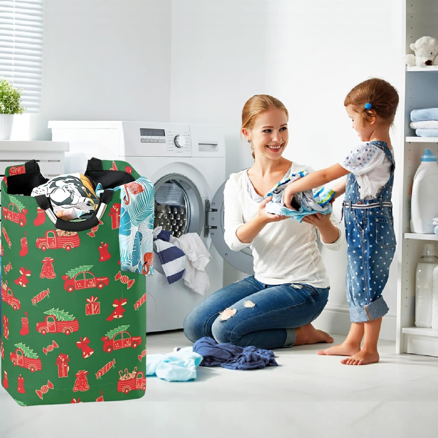 visesunny Large Capacity Laundry Basket with Waterproof Oxford Fabric and Aluminum Handle