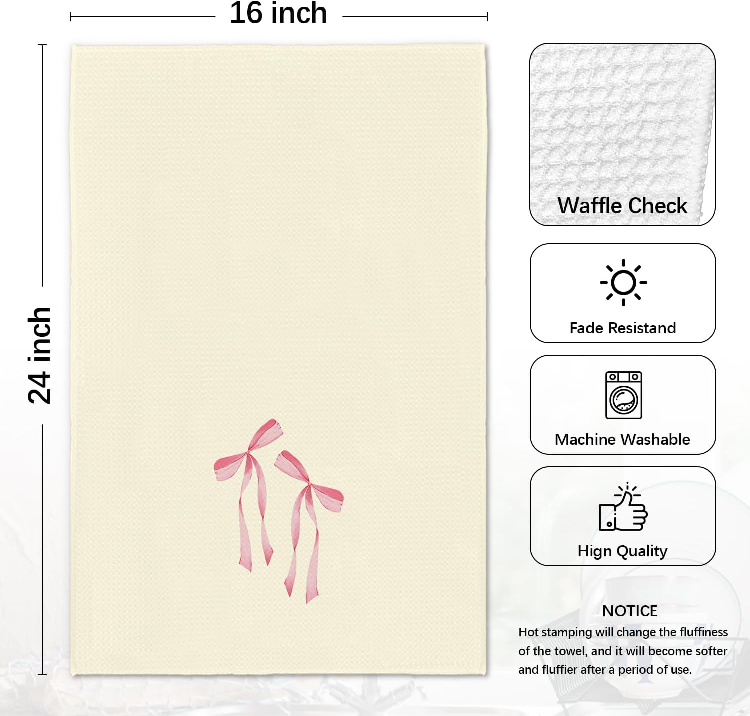 ETYZE Pink Cherry Bow Hand Towels Set of 4
