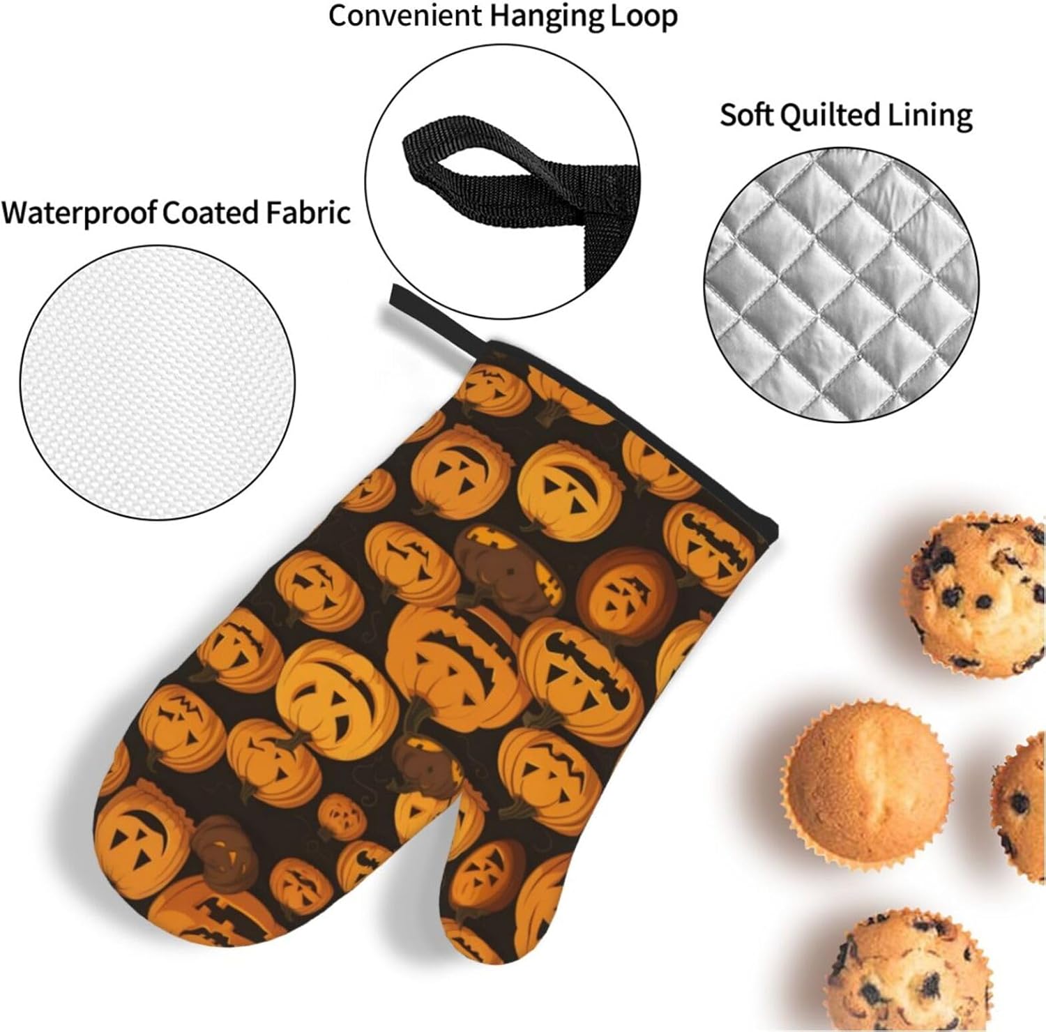 Halloween Pumpkin Oven Mitts and Pot Holders Set of 4 1