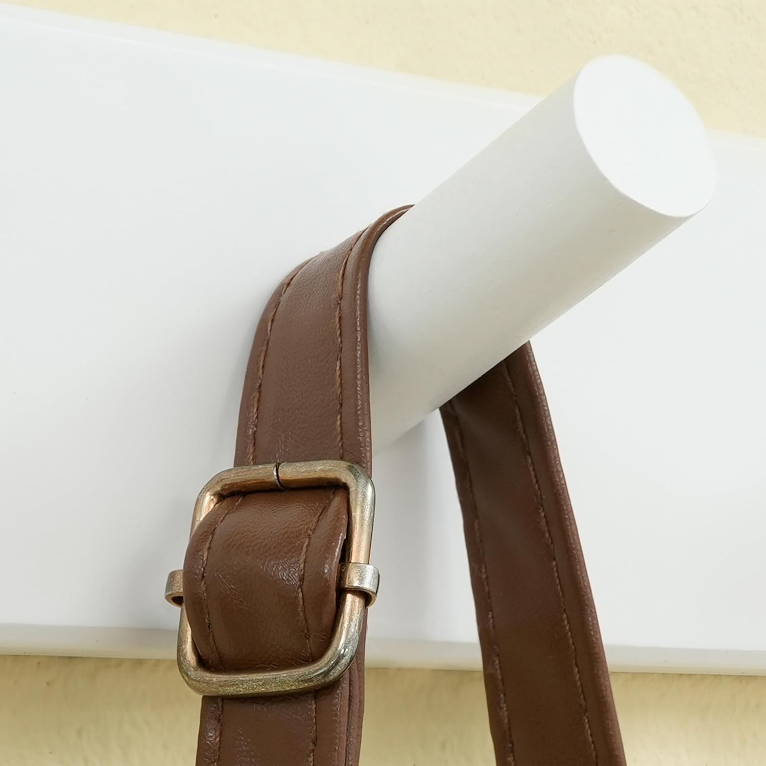 SKOLOO White Bamboo Wall Coat Rack with 5 Pegs 1