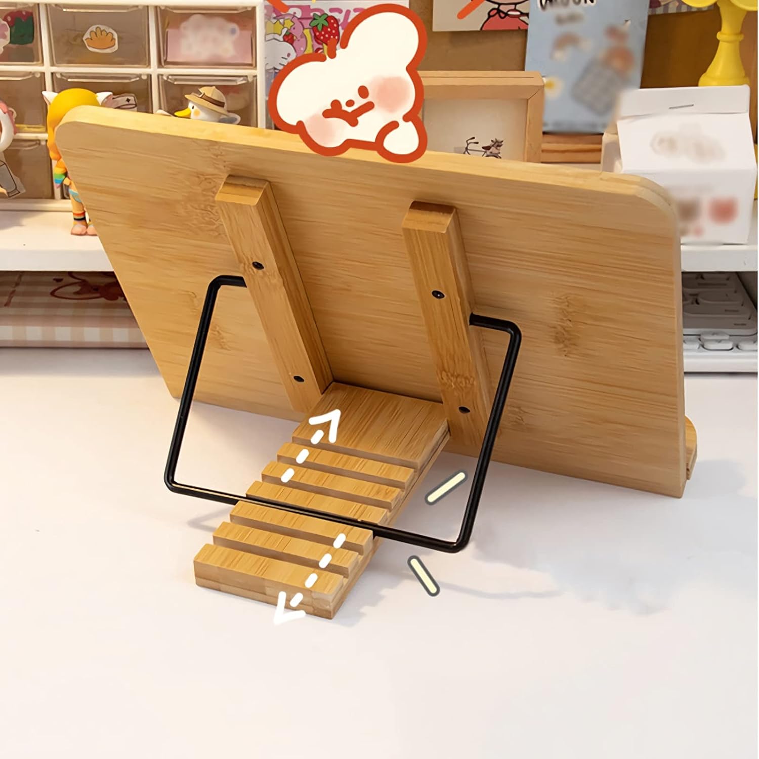Adjustable Book Stand with Foldable Tray for Kitchen and Office 1