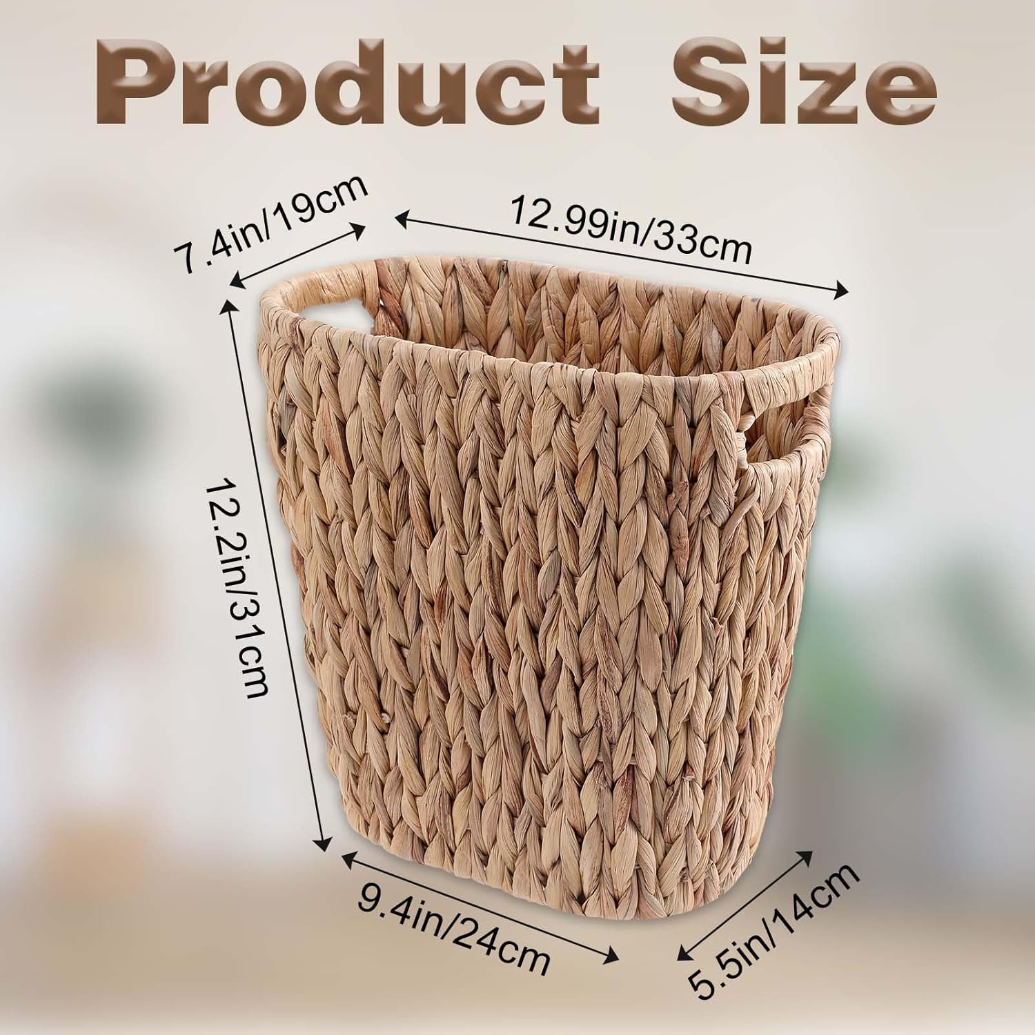 WLLHYF Woven Trash Basket Small Brown Wicker
