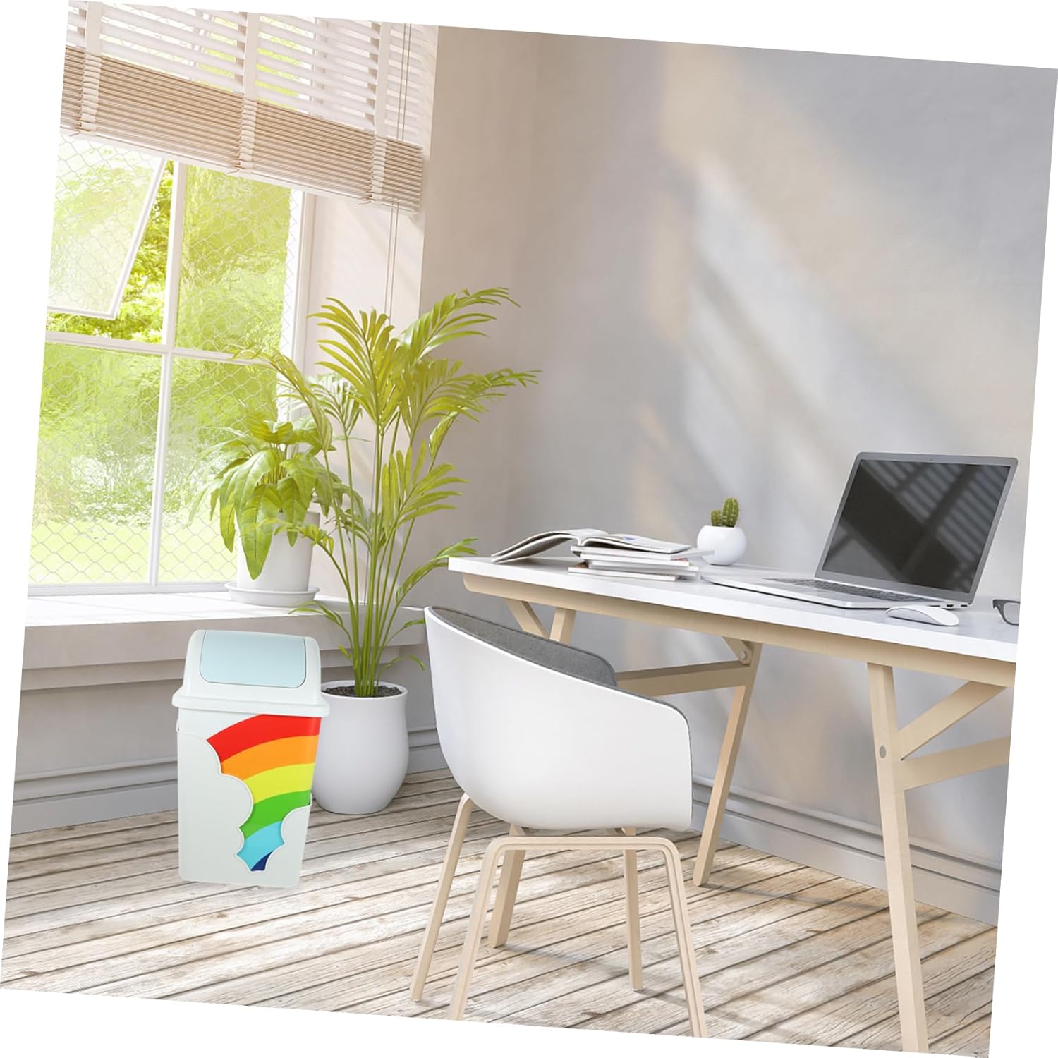 BUGUUYO Touchless Rainbow Swing-top Trash Can