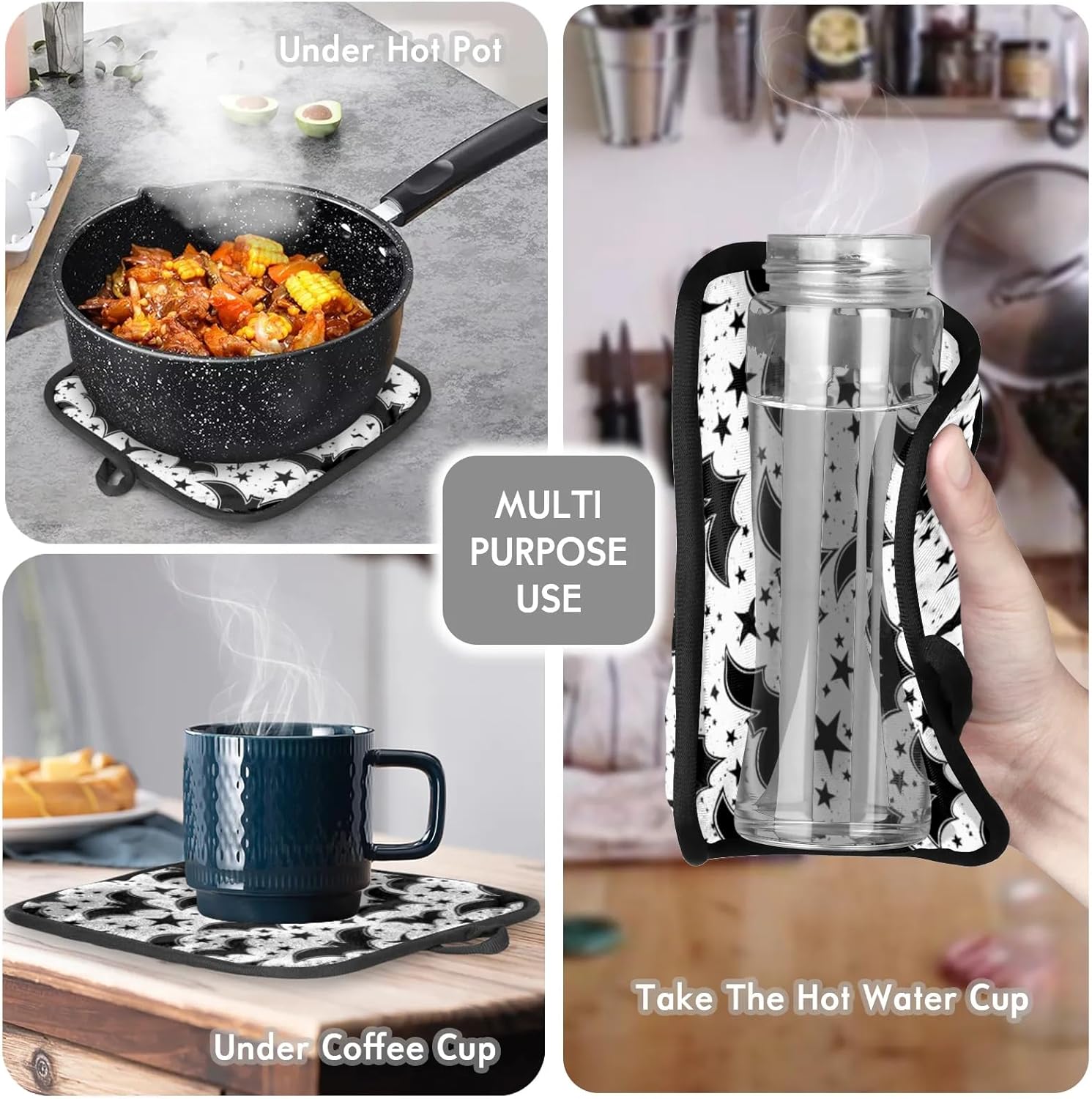 Aglebo Bat Print Oven Mitts and Pot Holders Set of 2 1