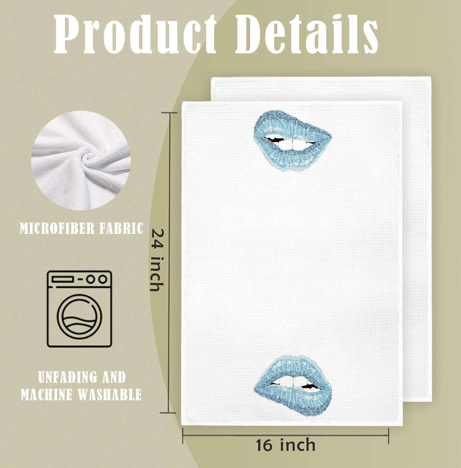 Light Blue Decorative Towels Set of 2 16x39 Inch