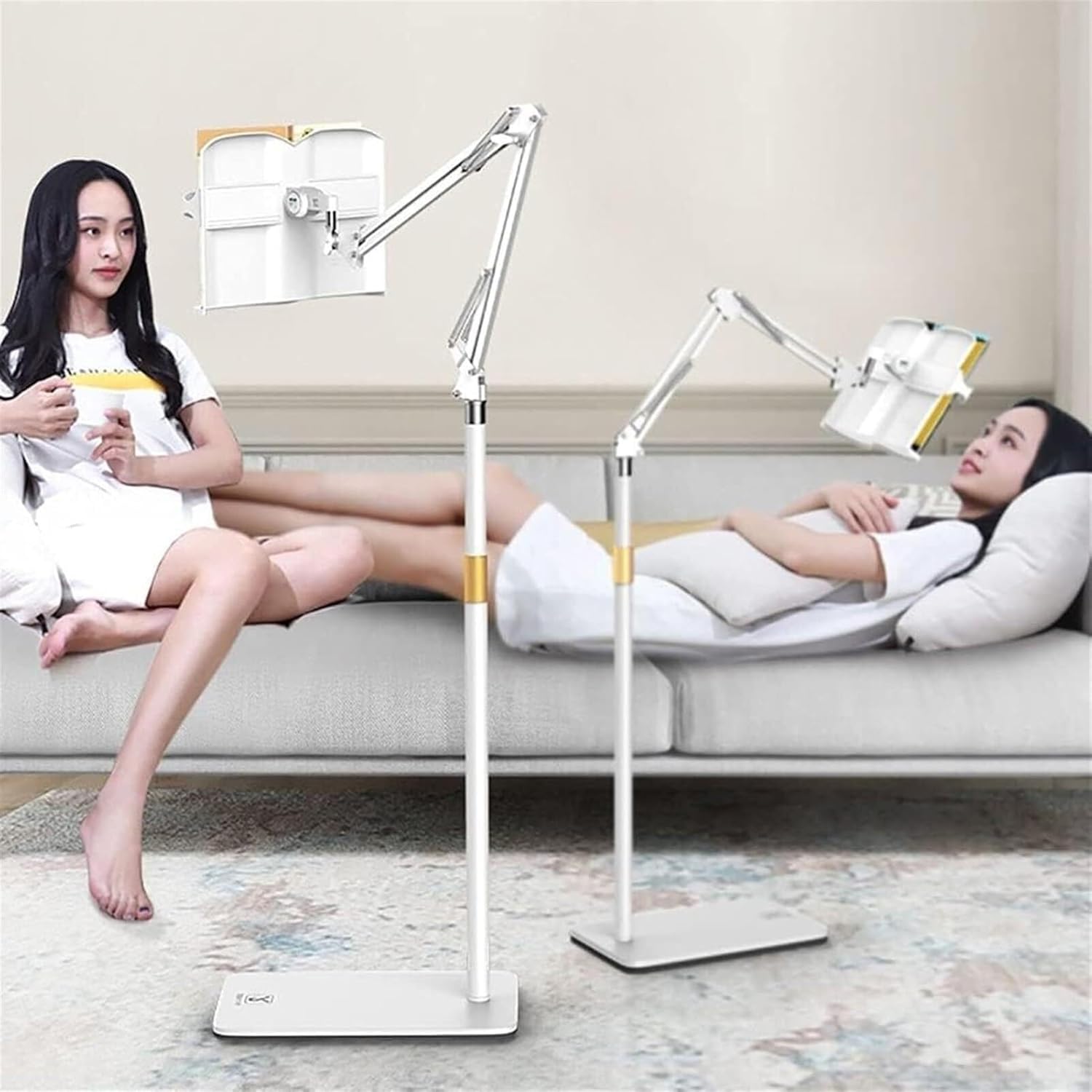 Adjustable Floor Stand for Tablet and Smartphone Reading