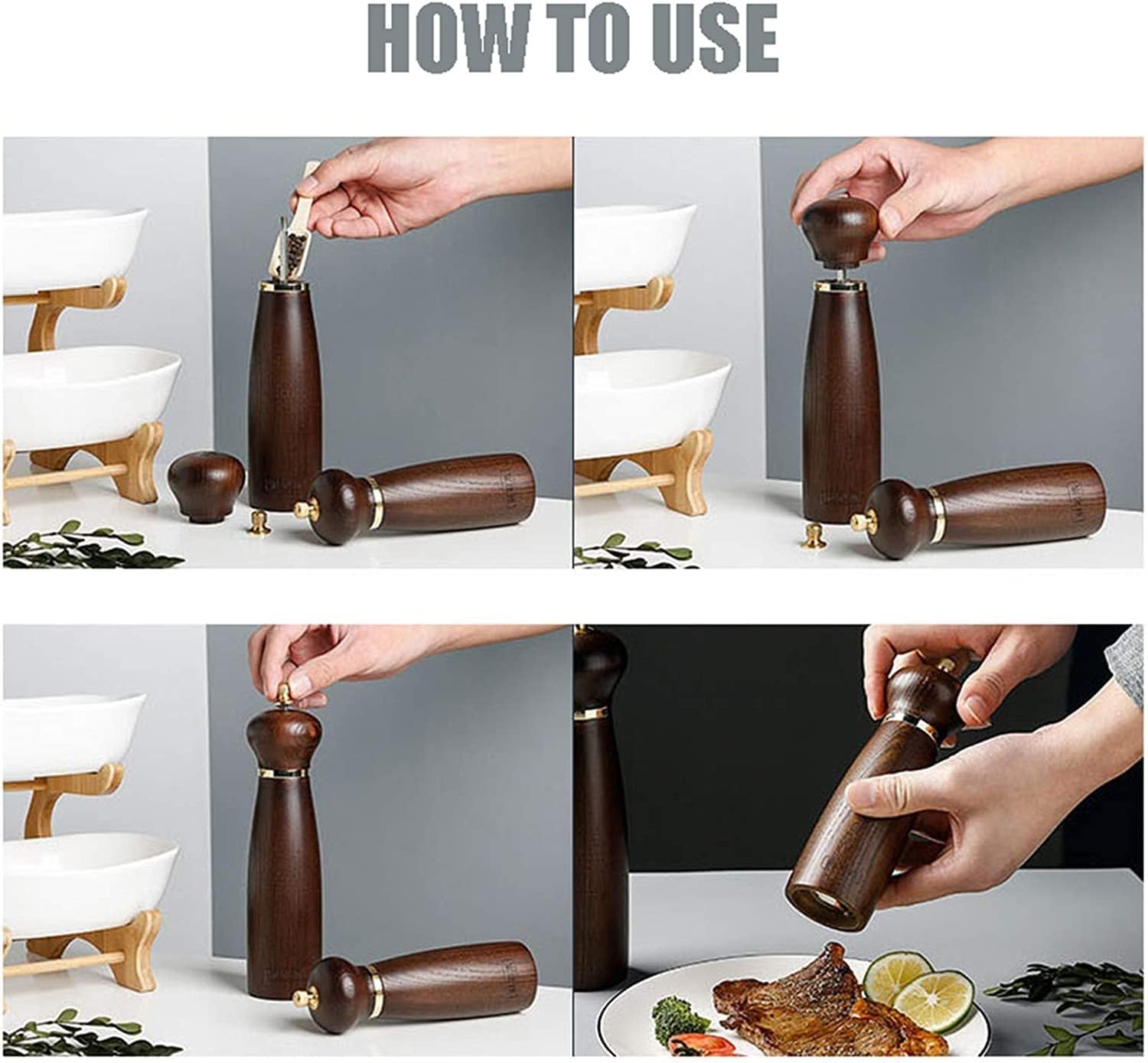 SEFAX 2-Piece Salt Pepper Grinder Set