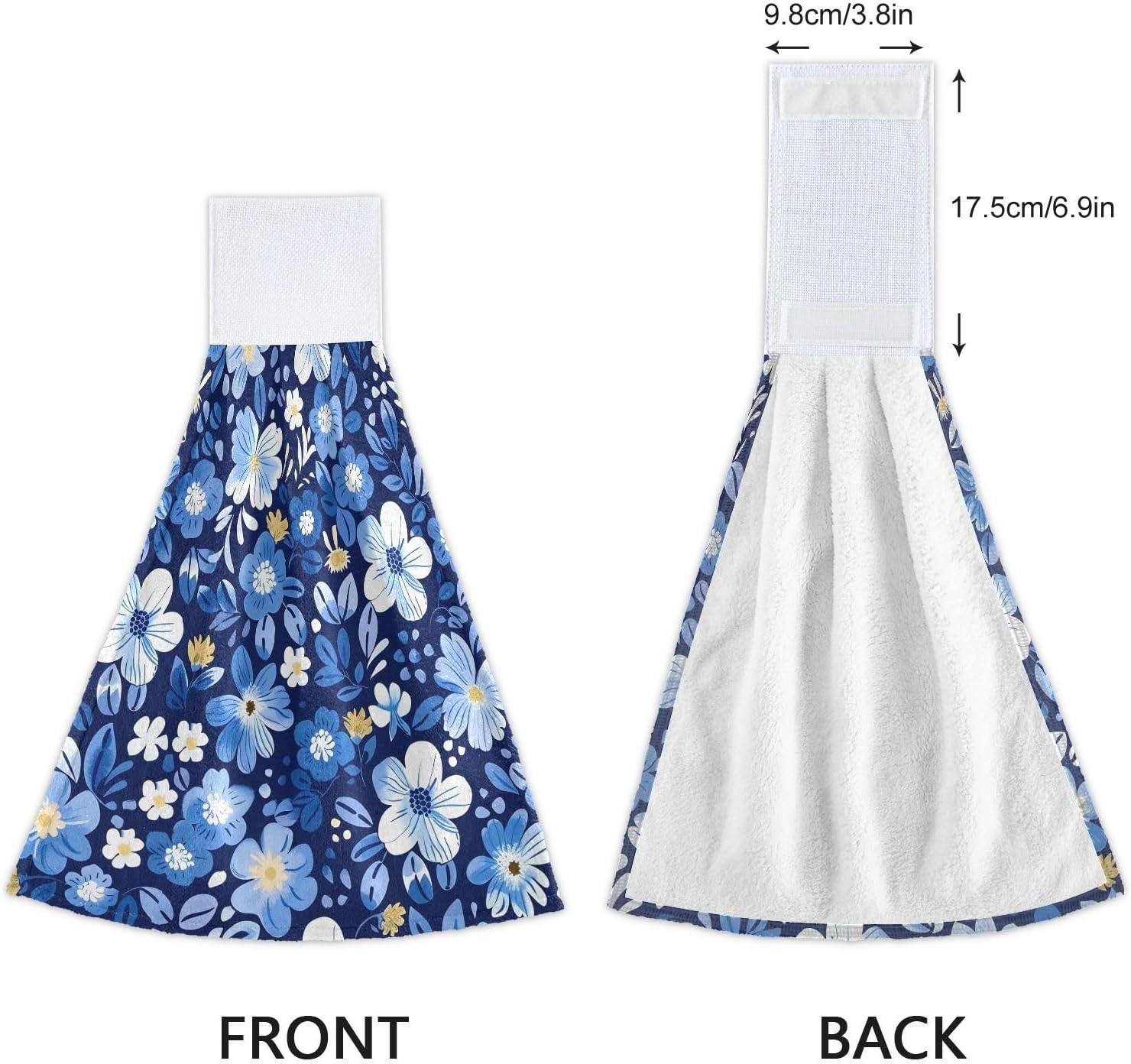 Vnurnrn Hand Towels 2 Pcs Blue Flowers Soft Absorbent