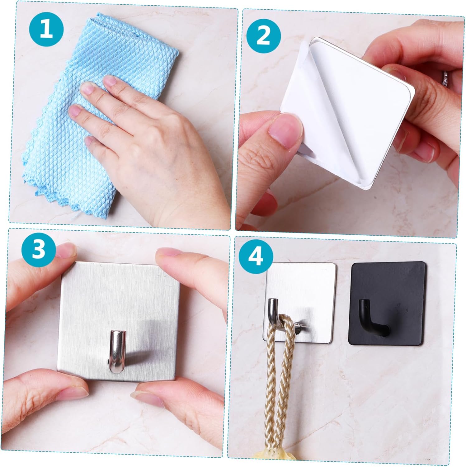 4Pcs Modern Wall Hooks for Towels Coats Hats
