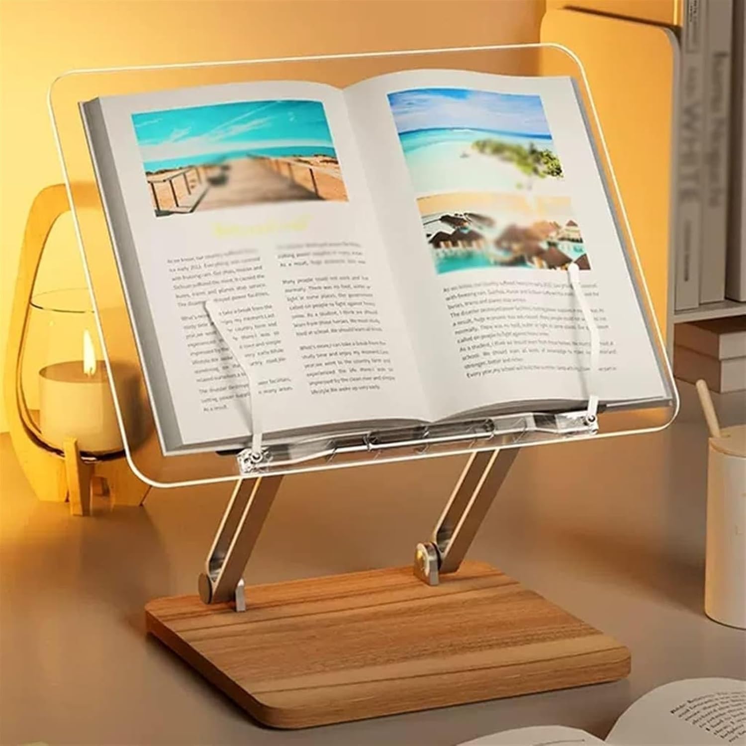 Yuidaaavzz Brown Cookbook Stand for Reading and Work