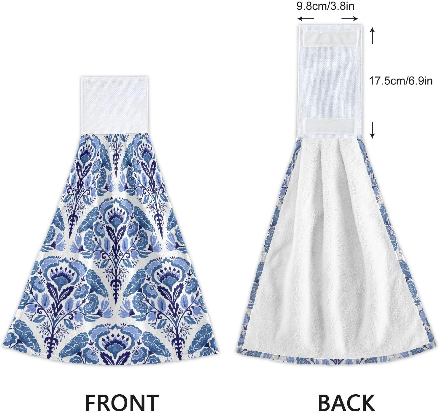 OTVEE Blue Floral Hanging Kitchen Towels 2 Pieces