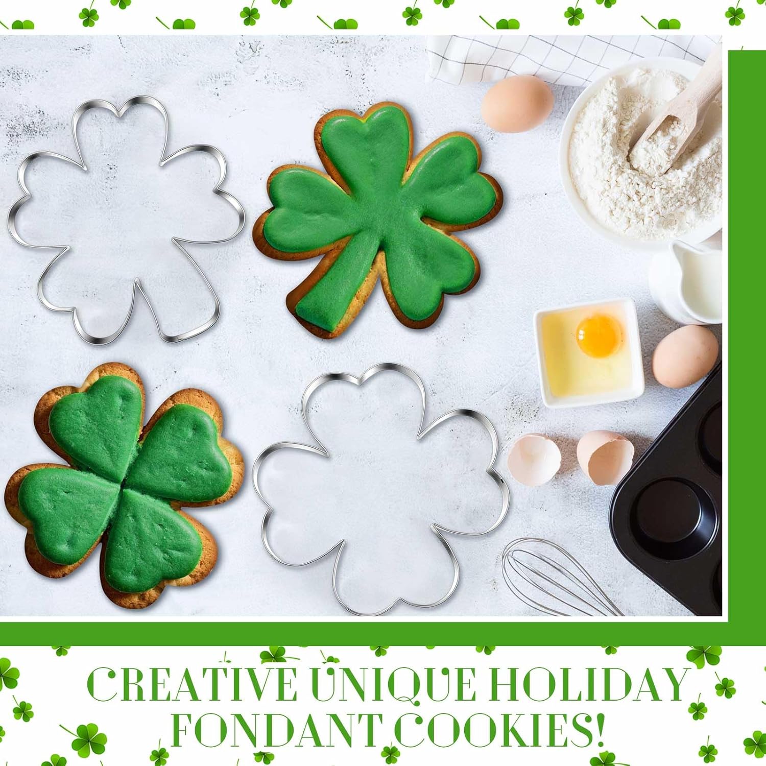 Teenyyou 2 Pcs Extra Large St Patricks Day Cookie Cutters