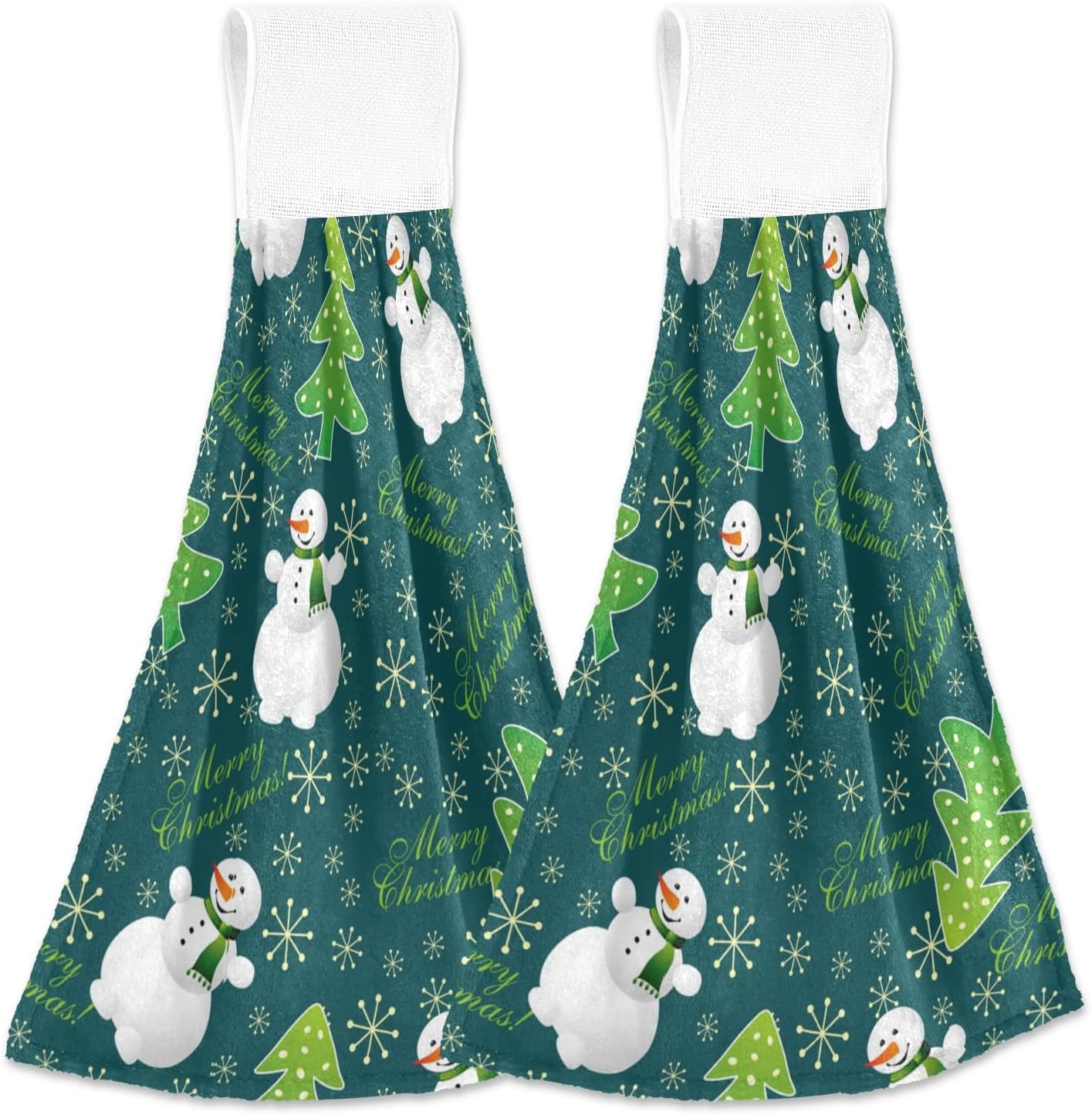 Vnurnrn Christmas Tree Snowman Dish Towels Set 2 Pcs