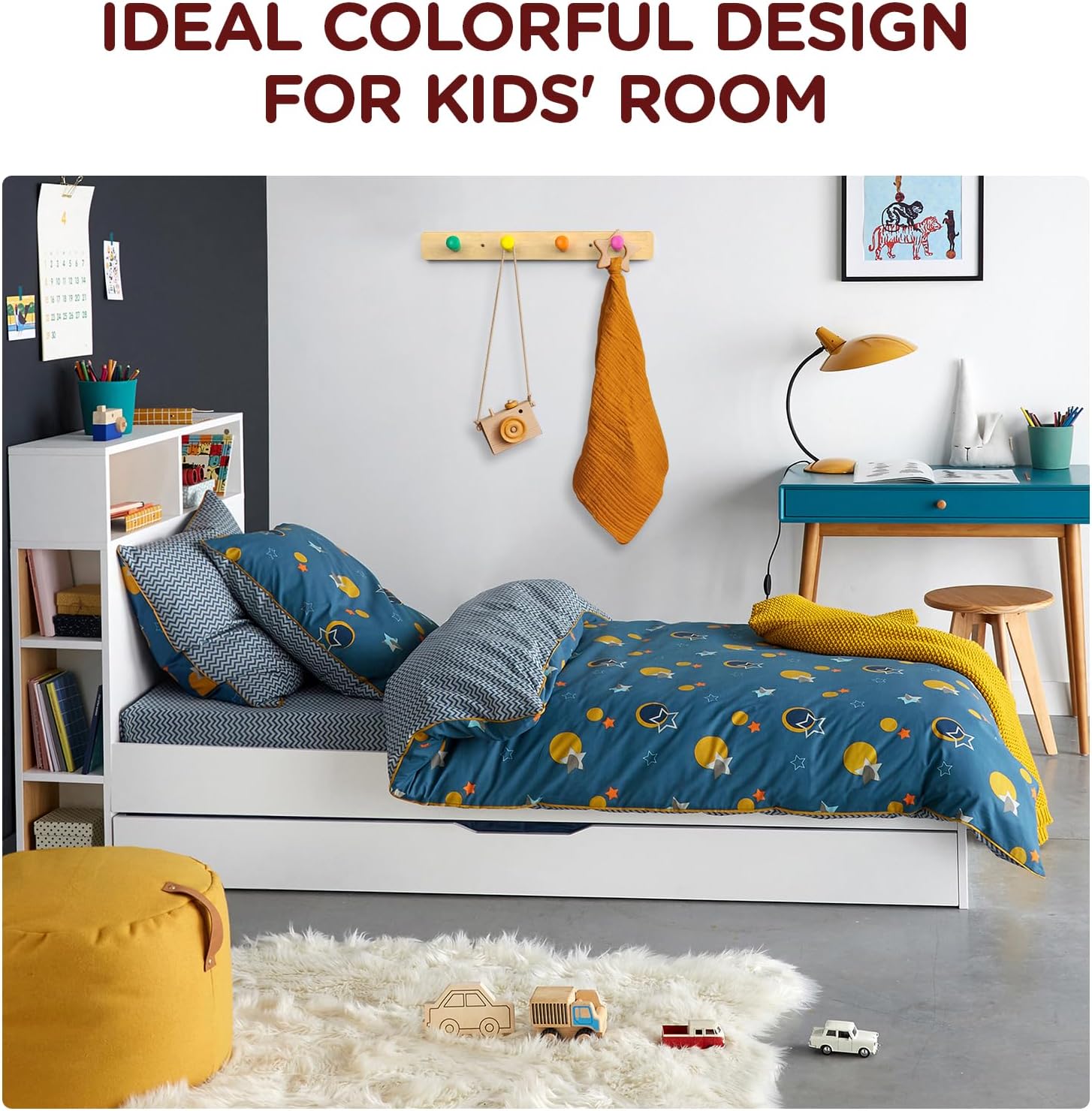 Monlurd Kids Solid Wood Coat Rack Wall Mount