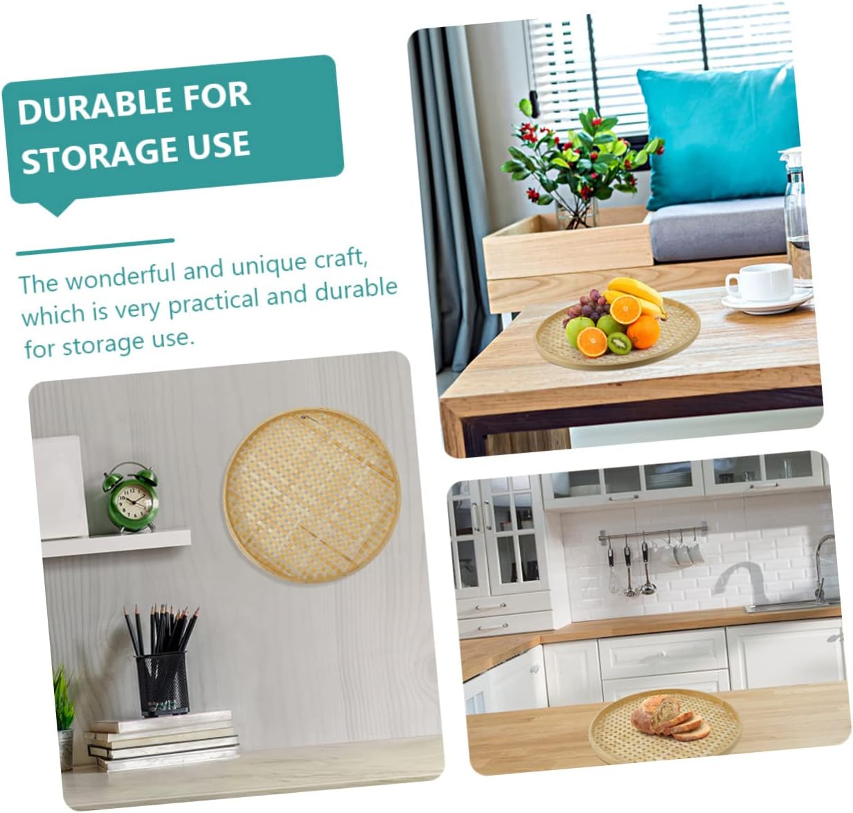 BEBEMOKO Bamboo Sieve Colander Storage Basket