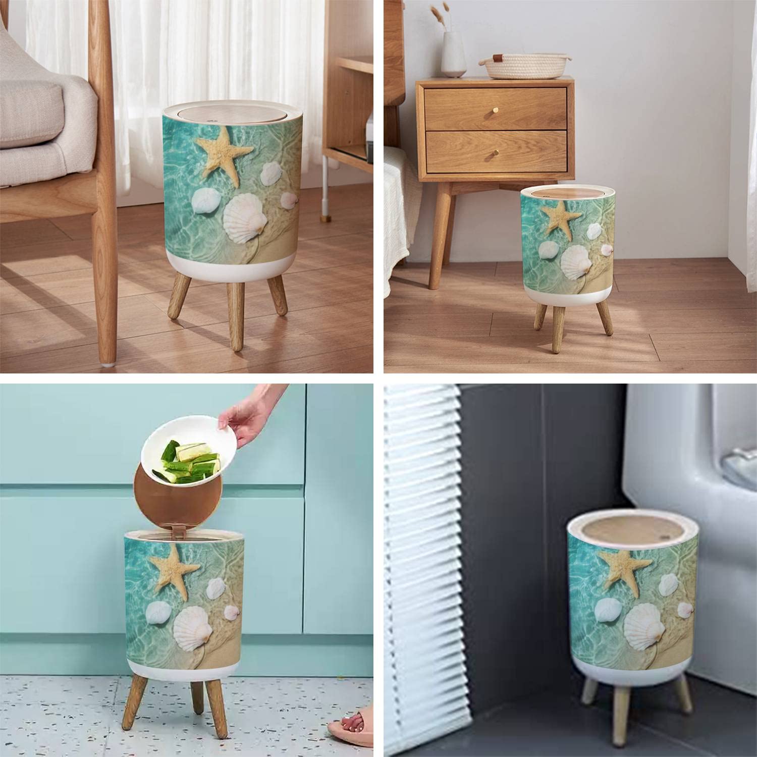 Cute Decorative Trash Can with Lid for Home Office